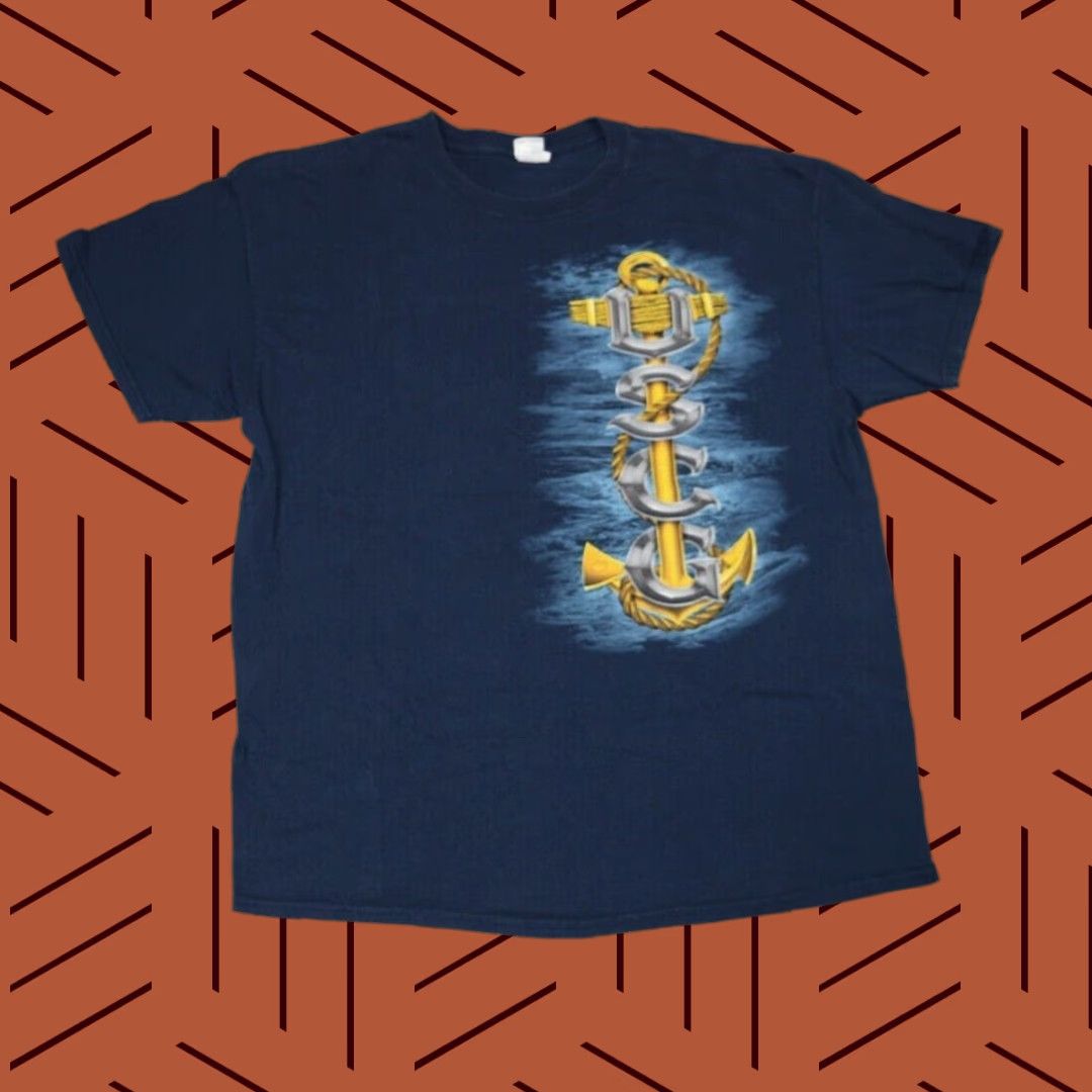 Gildan VINTAGE Gildan US Coast Guard Graphic Shirt Tee Blue Anchor XL Mens 90s Military Size US XL / EU 56 / 4 - 1 Thumbnail