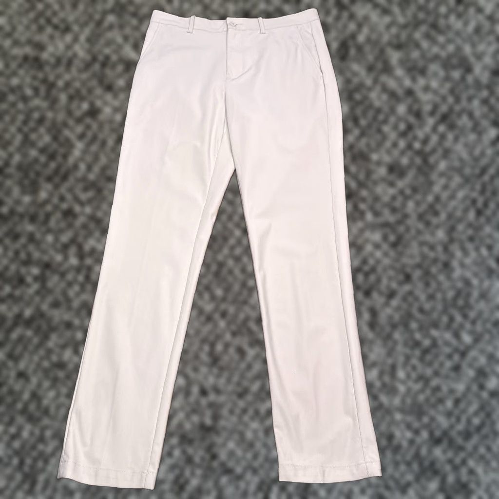 Vintage Penguin Mens Slim Pants 33x32 Beige Mid Rise Stretch Chino Straight Pocket Button Zip Business Casual Workwear New Size US 33 - 1 Thumbnail