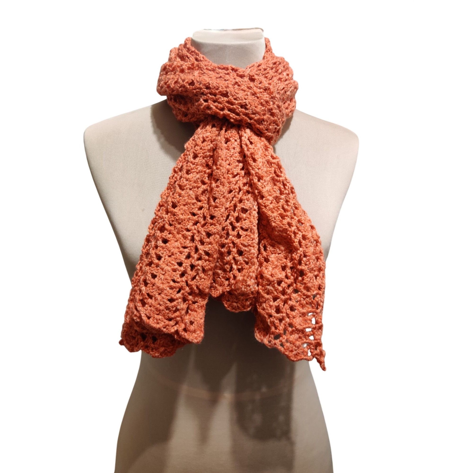 Handmade Handmade Rust Crochet Scarf Open Lace Stitch Vintage Boho Fa Size ONE SIZE - 6 Thumbnail