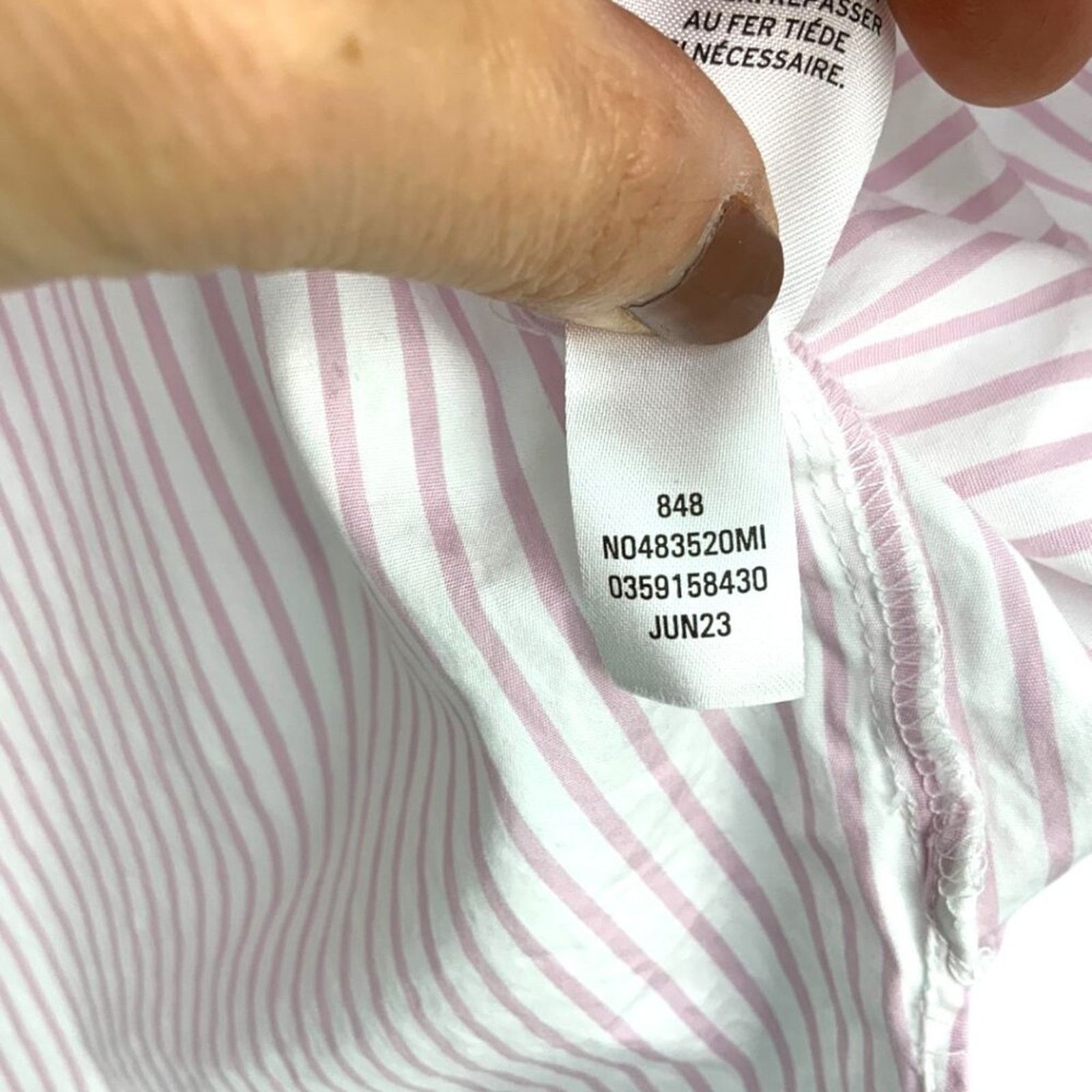 Nordstrom Nordstrom 100% Cotton Puff Sleeve Top Pink Stripe Large NWOT Size L / US 10 / IT 46 - 6 Thumbnail