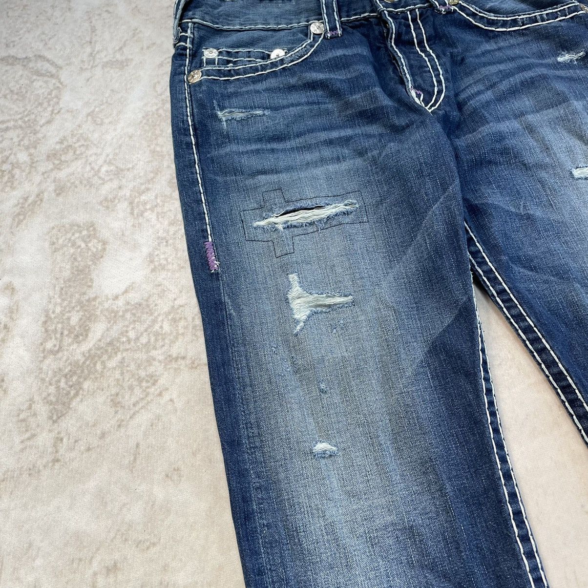 Japanese Brand × True Religion True Religion Baggy Y2K Distressed Chief Keef Wide Jeans Size US 36 / EU 52 - 6 Thumbnail