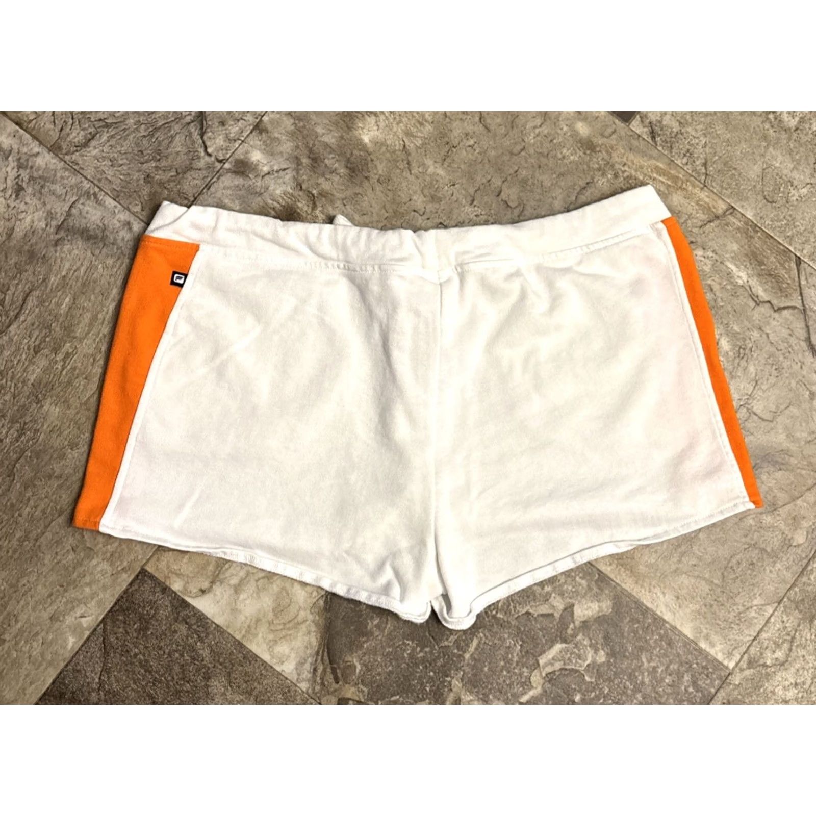 Fabletics Fabletics Shorts Womens XL White Women orange stripe Stretch Drawstring pockets Size 40" / US 18 - 2 Thumbnail