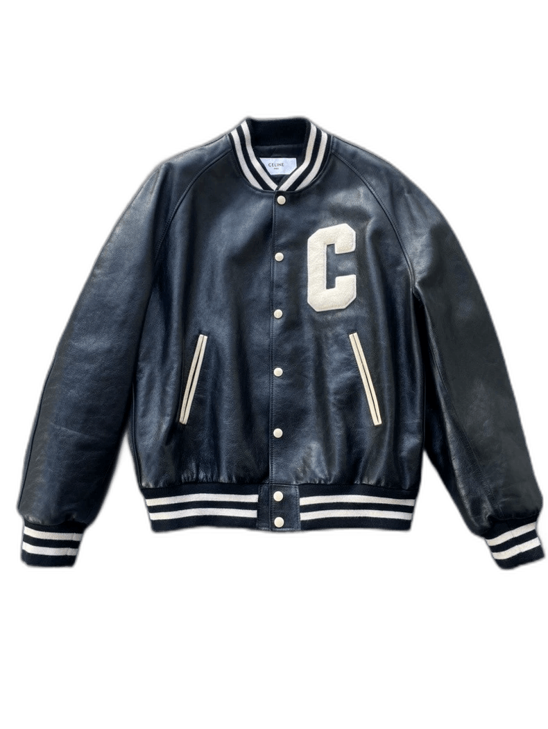 Celine Celine SS23 Striped Letter Patch Leather Jacket-yf Size US XXL / EU 58 / 5 - 1 Thumbnail