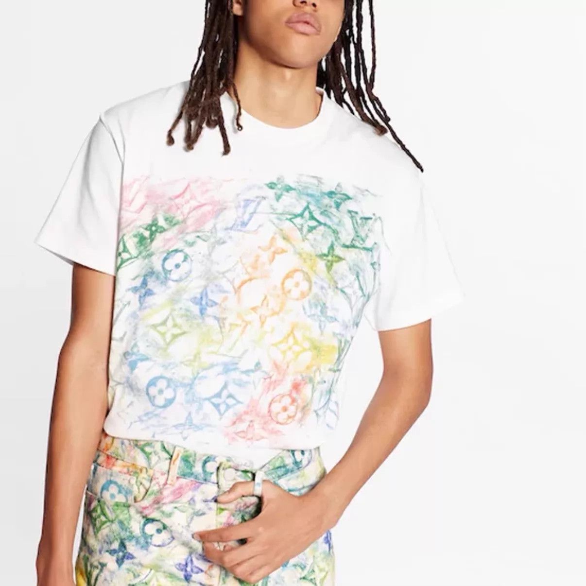 Louis Vuitton LV White Crayon Graffiti Monogram S/S Tee S Size US S / EU 44-46 / 1 - 6 Thumbnail