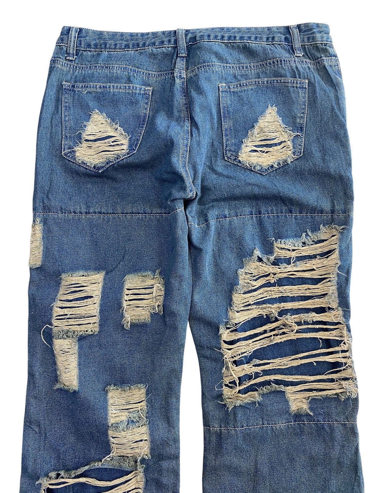 Japanese Brand Romwe Brand Heavy Ripped Vintage Wash Style Wide Leg Jeans Size US 34 / EU 50 - 4 Thumbnail