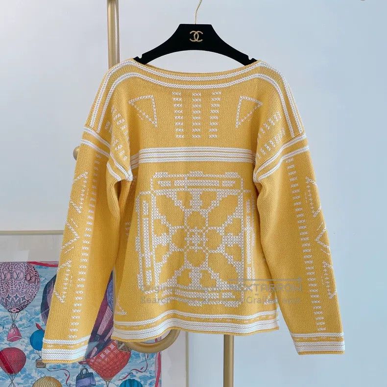 Hermes Hermes Yellow and white color block knit top Size XS / US 0-2 / IT 36-38 - 1 Thumbnail