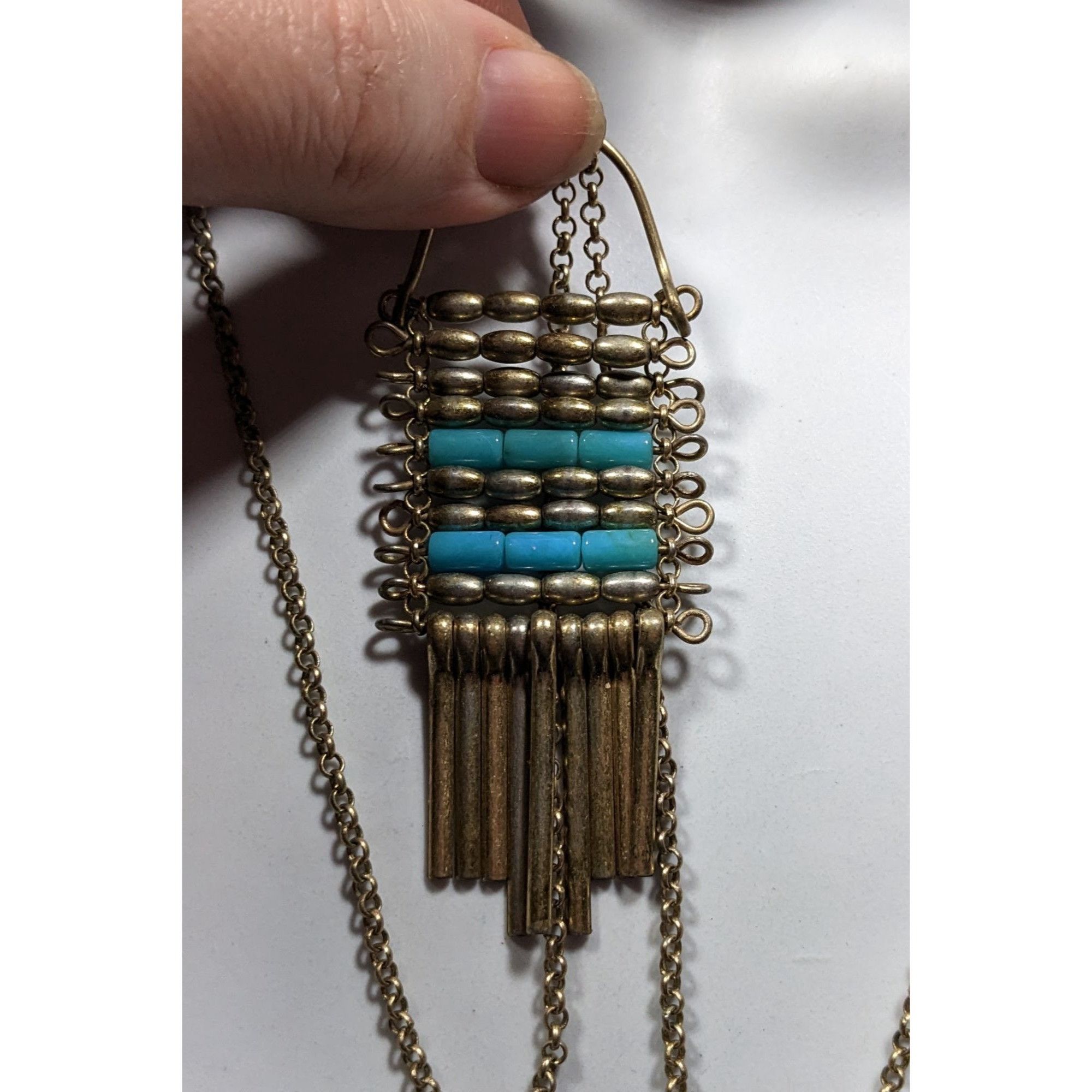 Other Unique Bohemian Beaded Tassel Pendant Blue And Silver Tone Size ONE SIZE - 6 Thumbnail