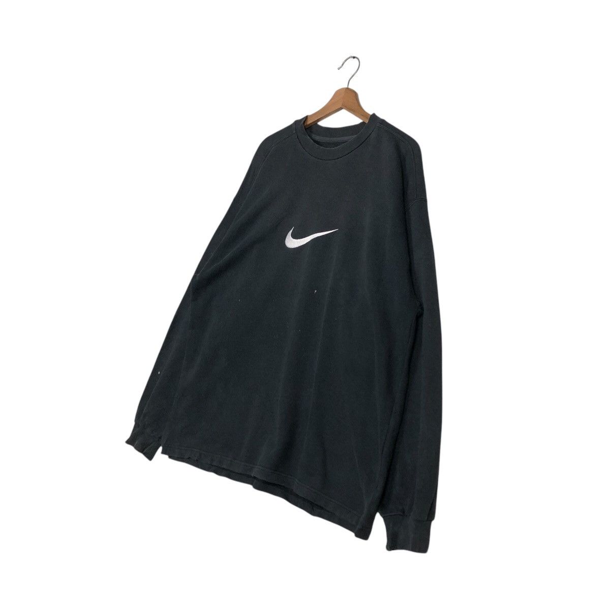Nike 📌Rich Black Vintage Sweatshirt Nike Big Swoosh Size US M / EU 48-50 / 2 - 3 Thumbnail