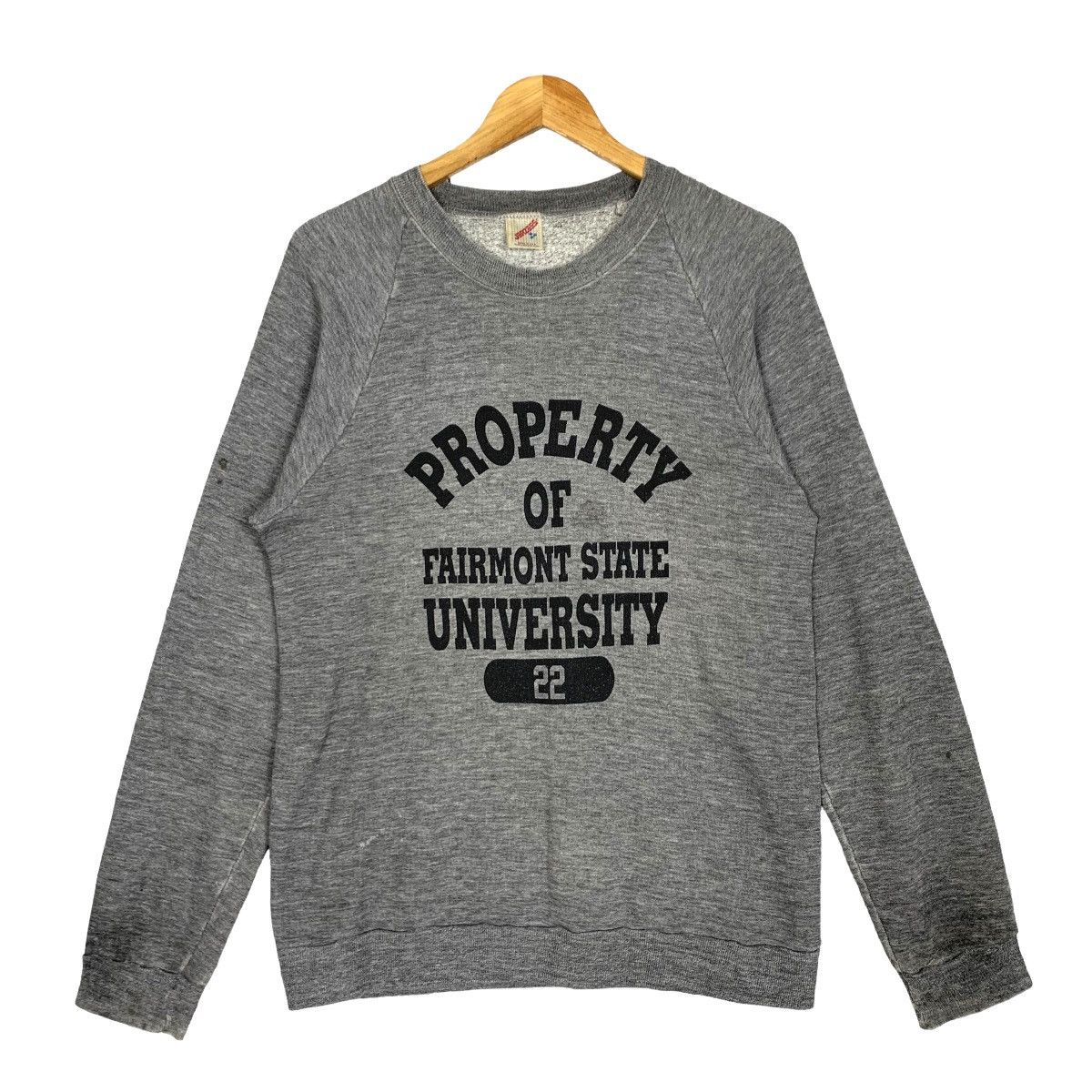 image of American College x Jerzees VTG Jerzees Property Of Fairmont State University Sweatshirt in Grey (Si