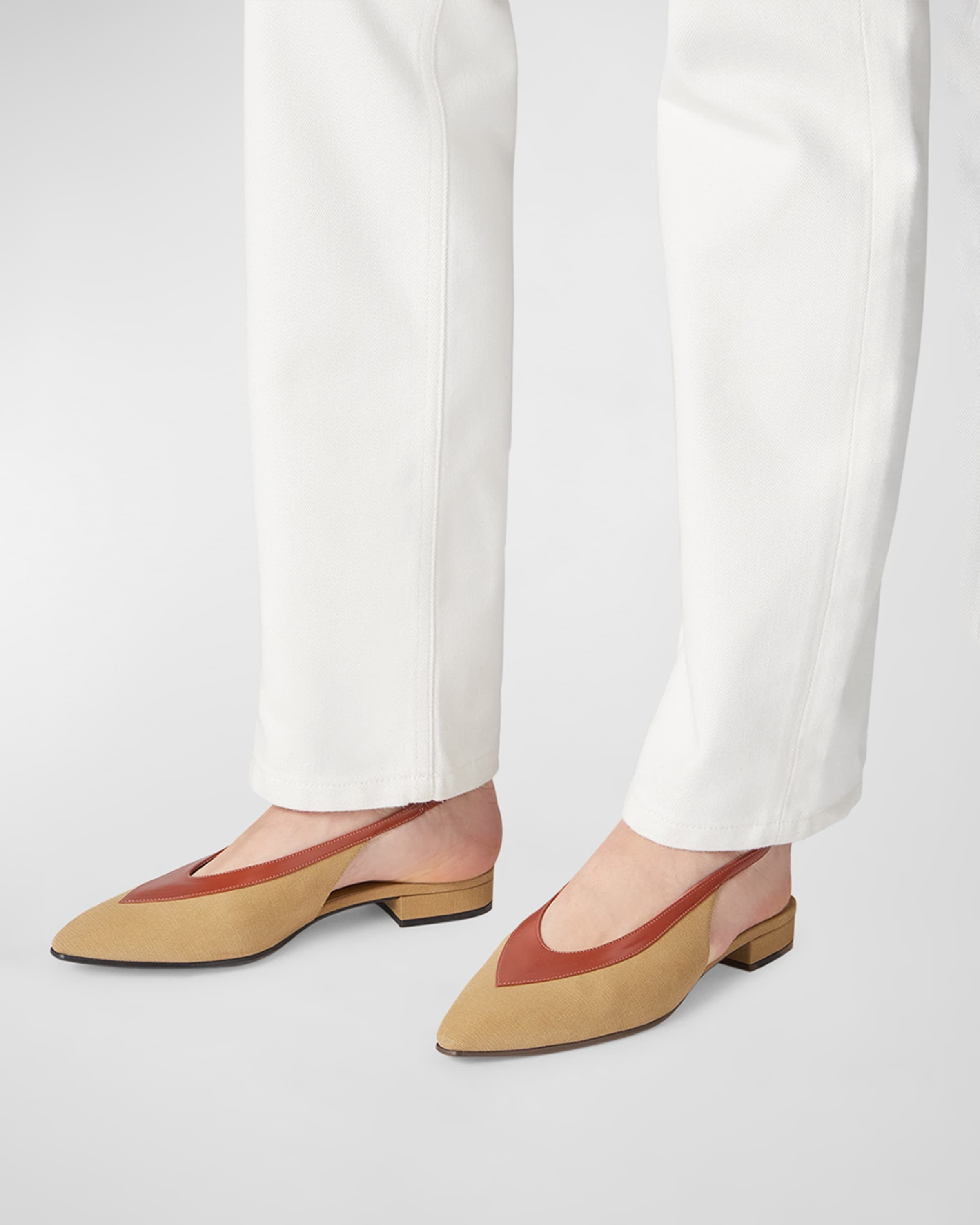 Loro Piana o1srvl11e0725 Rebecca Bicolor Slingback Flats Beige/Red Size US 8 / IT 38 - 2 Thumbnail