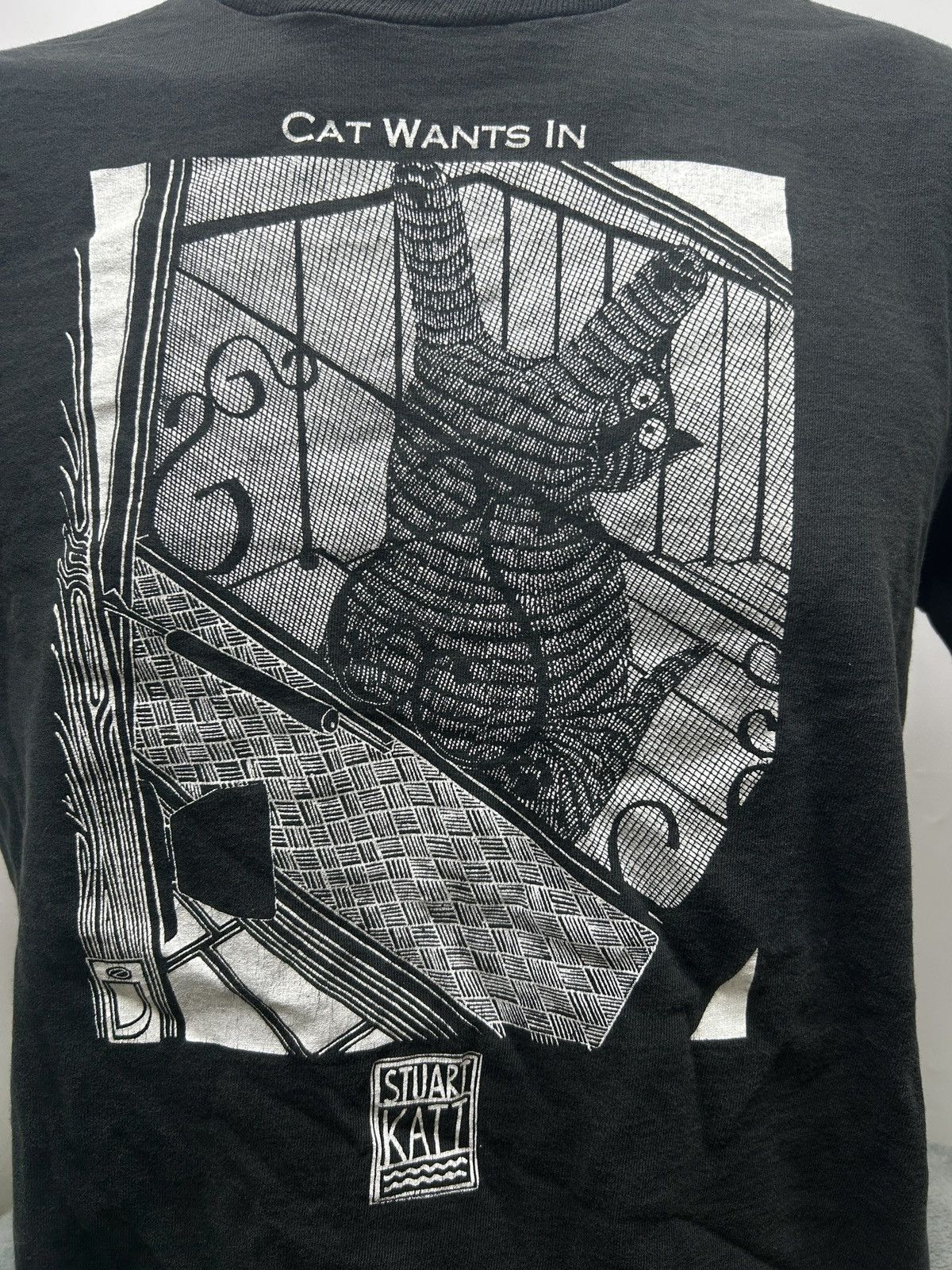 Vintage Vintage Cat Wants In Stuart Katt 90s T-Shirt Size L Size US L / EU 52-54 / 3 - 2 Thumbnail