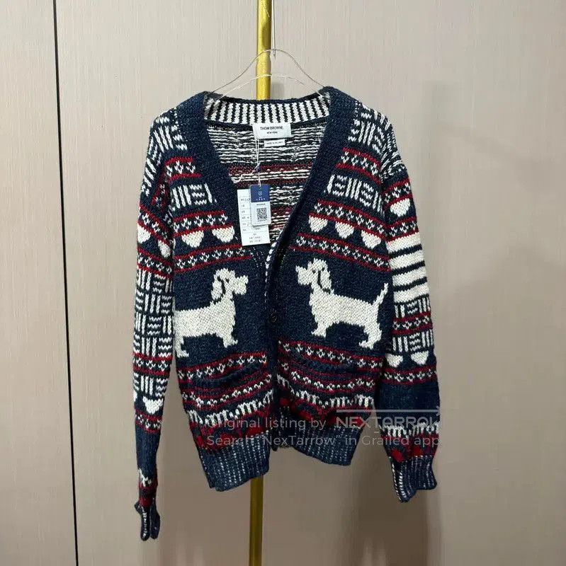 Thom Browne Thom Browne Women's Navy Wool Cardigan with Dogs . Size XXS / US 00 / IT 34 - 1 Thumbnail