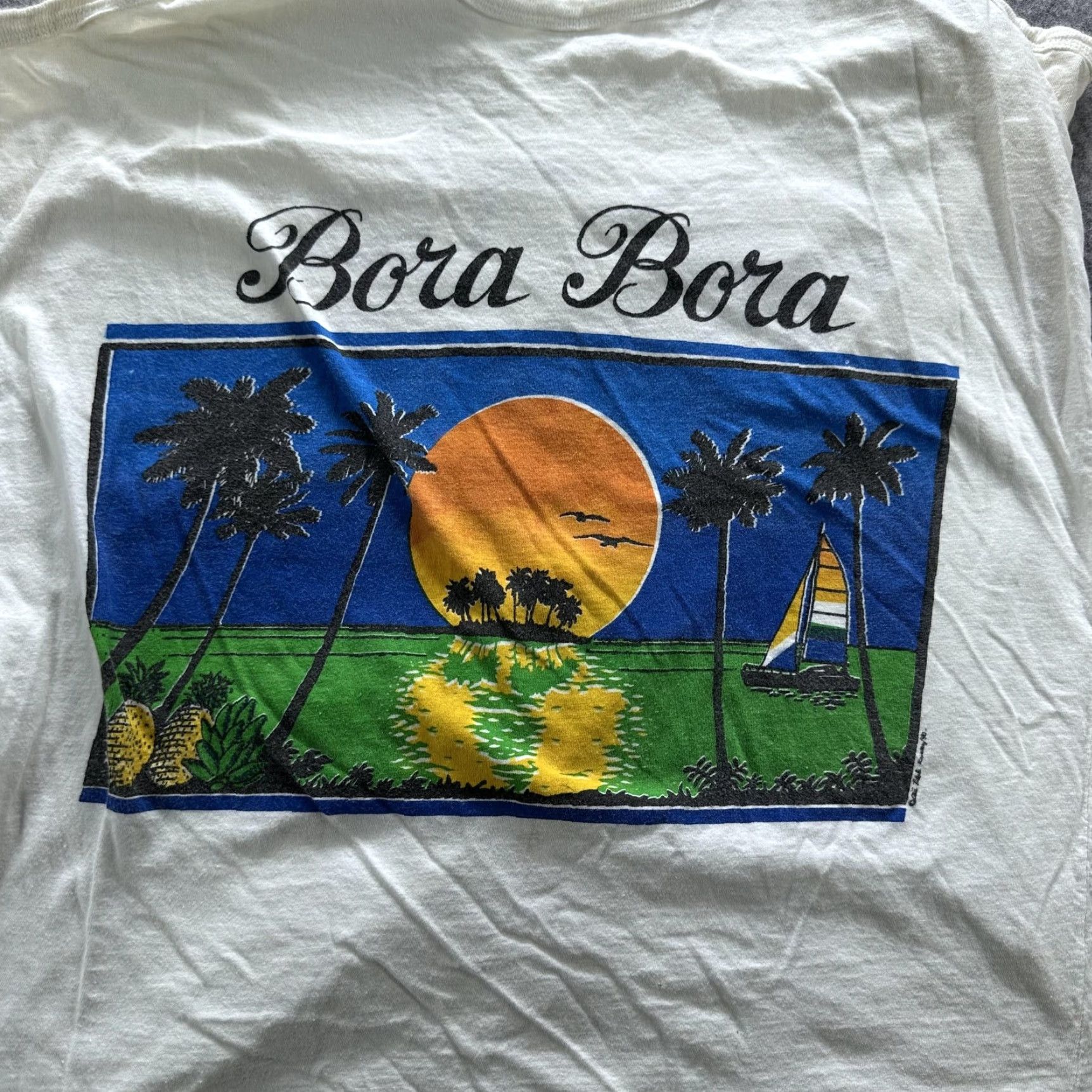 Vintage Vintage Bora Bora Shirt Women Medium White Tank Top Tahiti Map Graphic Island Size M / US 6-8 / IT 42-44 - 2 Thumbnail