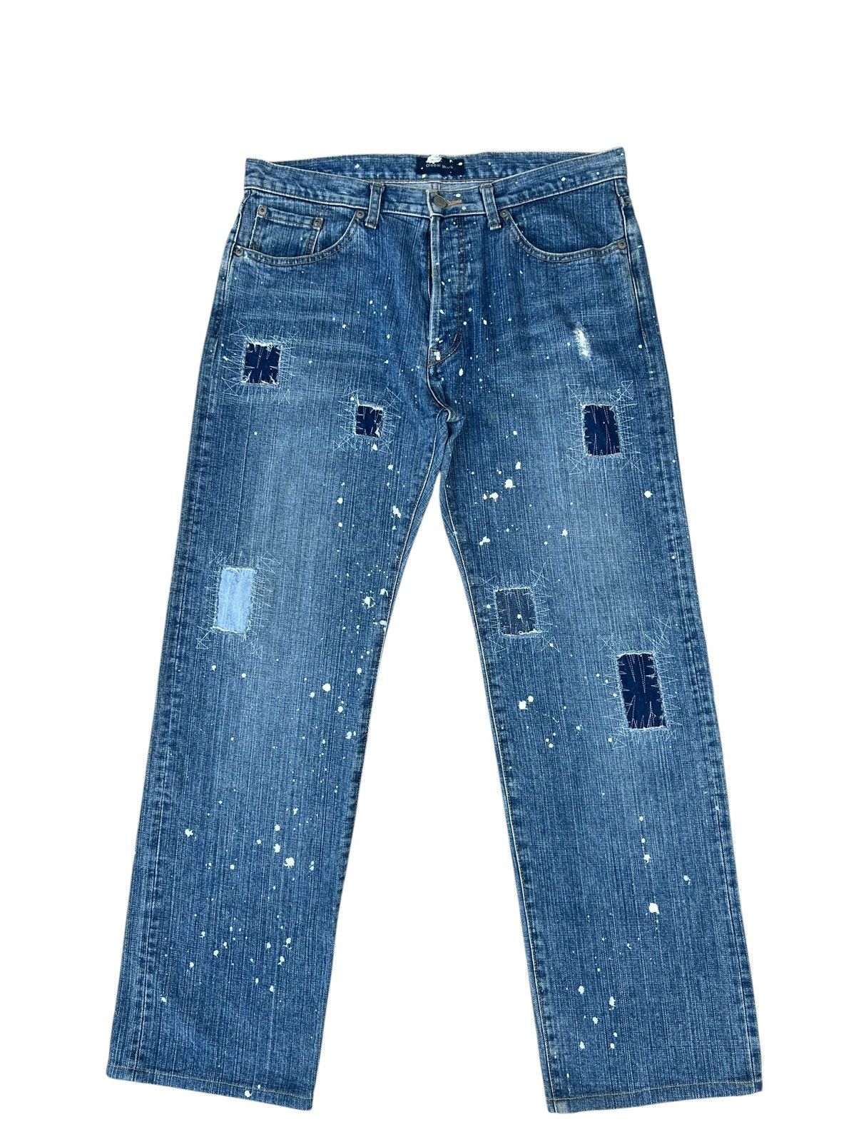 Global Work Global Work Painter Distressed Patchwork Denim Jeans Size US 34 / EU 50 - 1 Thumbnail