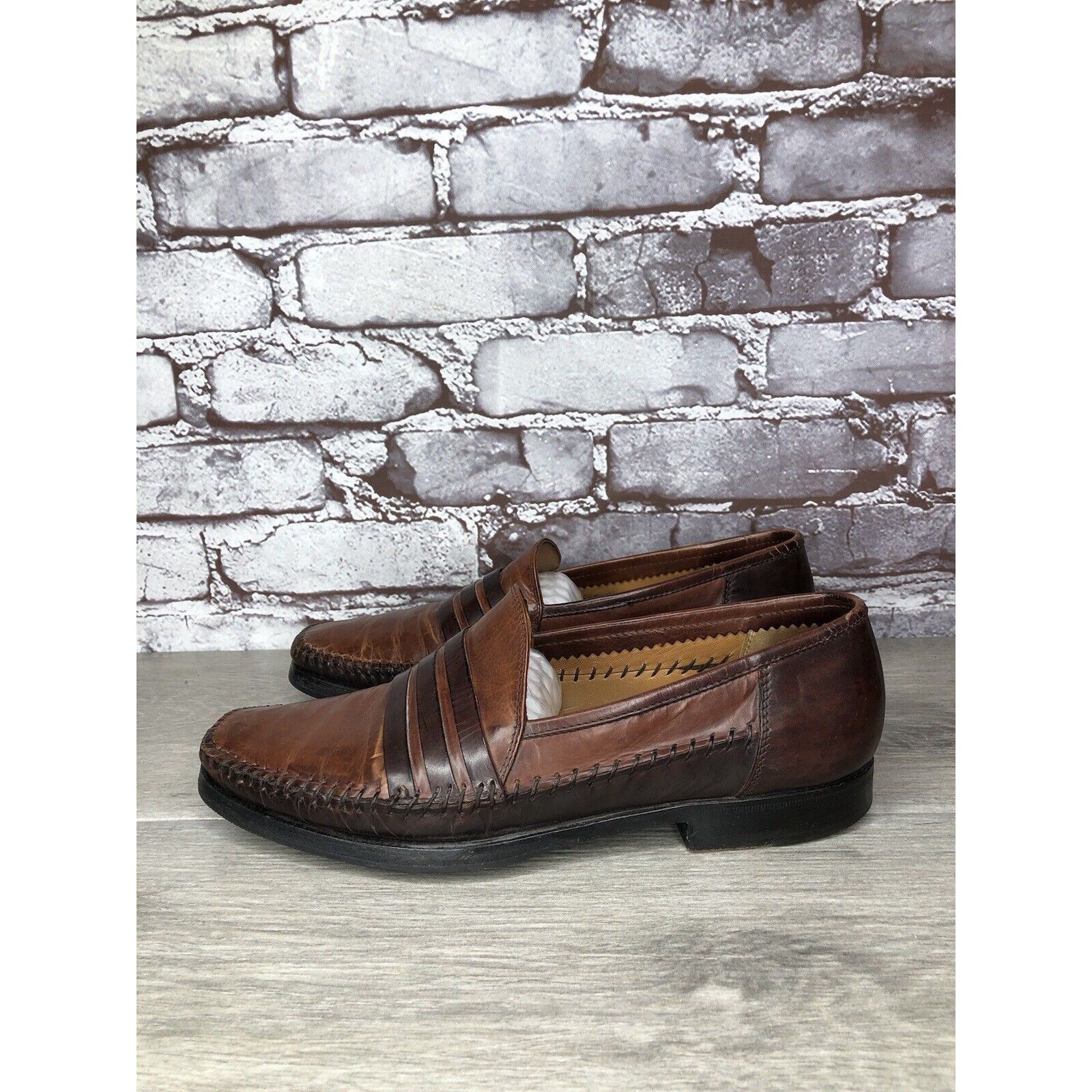Other LORENZO BANFI Milano Brown Leather Slip On Loafers Dress Sho Size US 8 / EU 41 - 13 Thumbnail