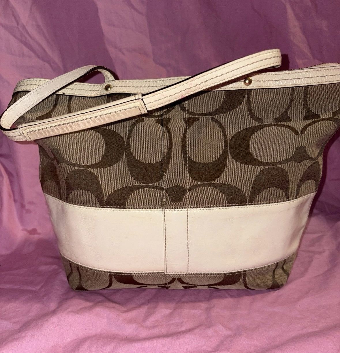 Coach Coach signature stripe White Patent Leather bag Size ONE SIZE - 2 Thumbnail