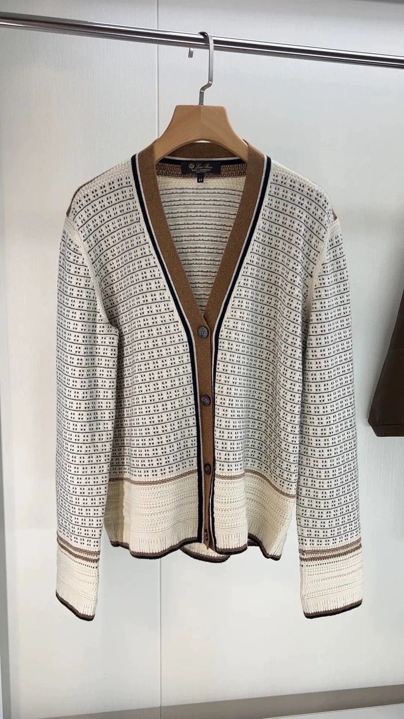 Loro Piana LORO PIANA Small cashmere jacquard sweater cardigan Size L / US 10 / IT 46 - 4 Thumbnail