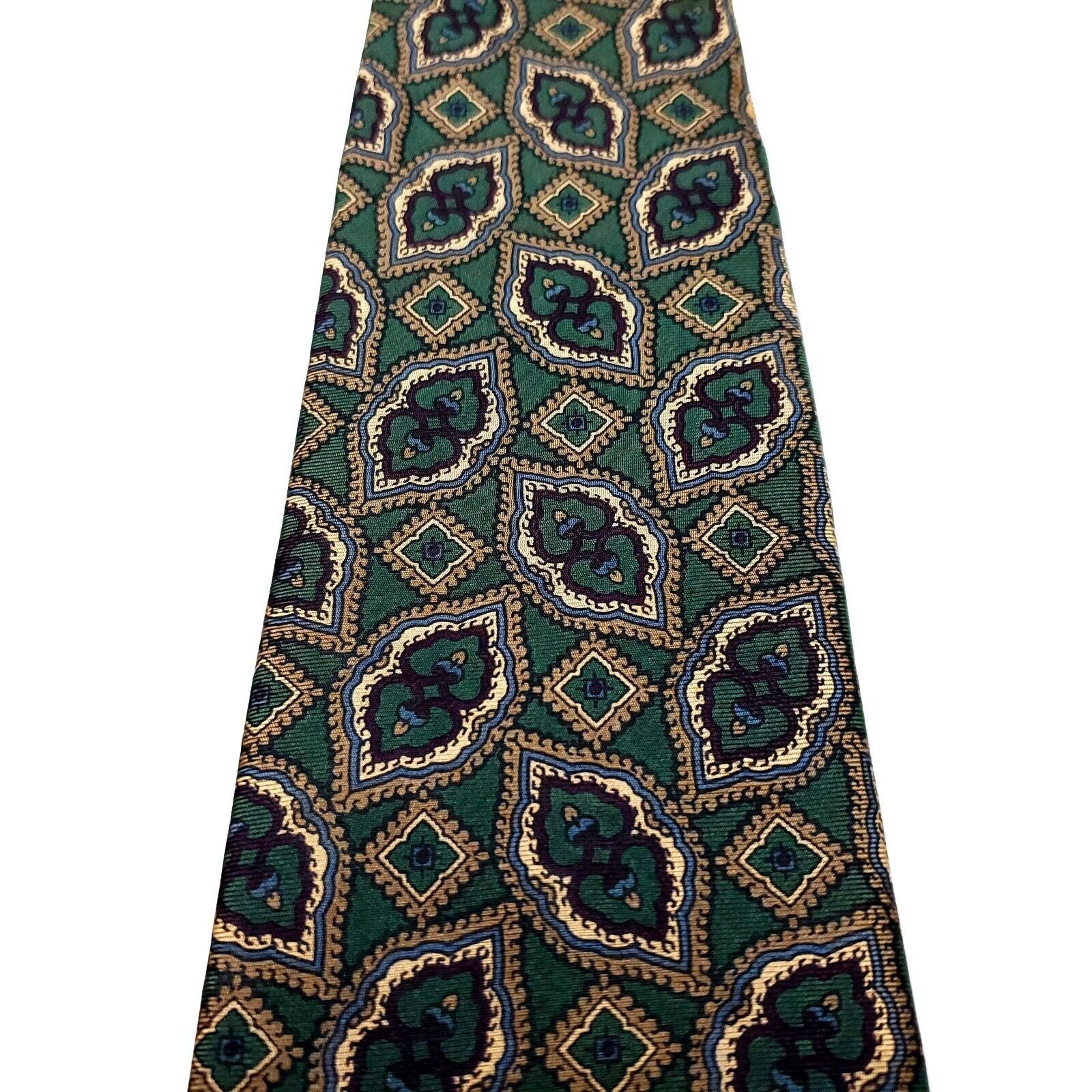 Stafford Stafford Silk Tie Print Green Geometric Size ONE SIZE - 2 Thumbnail