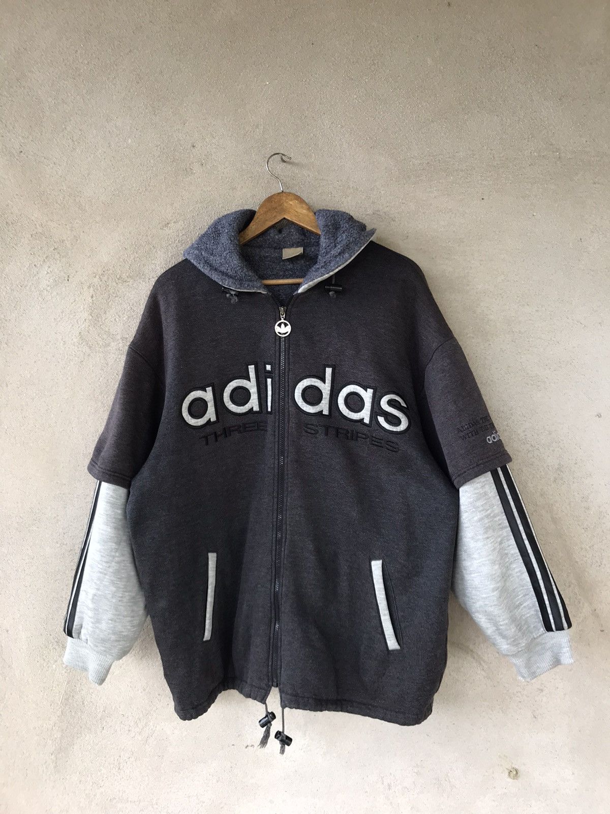 Adidas × Vintage VINTAGE ADIDAS THREE STRIPED HOODIE RAP FASHION Size US L / EU 52-54 / 3 - 3 Thumbnail