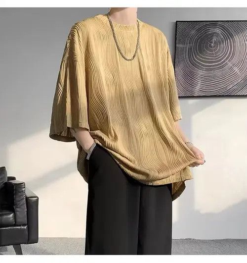 Japanese Brand Hirakawa x Emi 💎 Korean Wave Pleated Relaxed Tee T-shirt Size US L / EU 52-54 / 3 - 4 Thumbnail