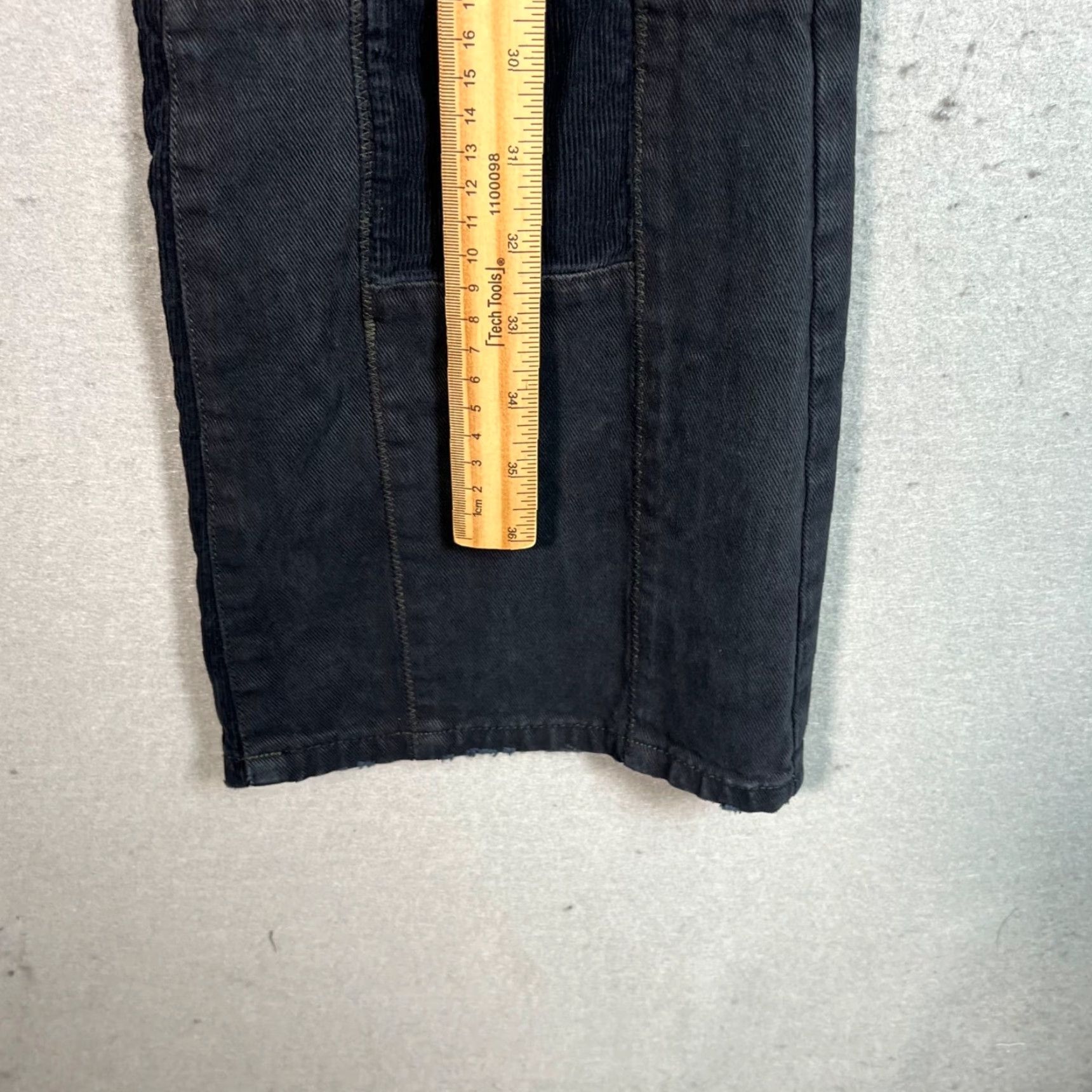 Denime VINTAGE American Deadstock Patchwork Black Denim Pants Corduroy & Denim Flare Leg 30 Size 30" / US 8 / IT 44 - 5 Thumbnail