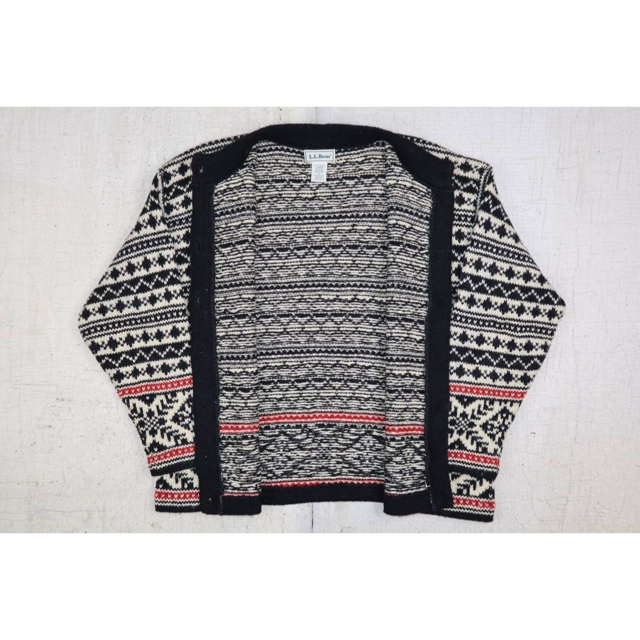 L.L. Bean Vintage LL BEAN Nordic Patterned Wool Cardigan Sweater Sz M Size M / US 6-8 / IT 42-44 - 4 Thumbnail