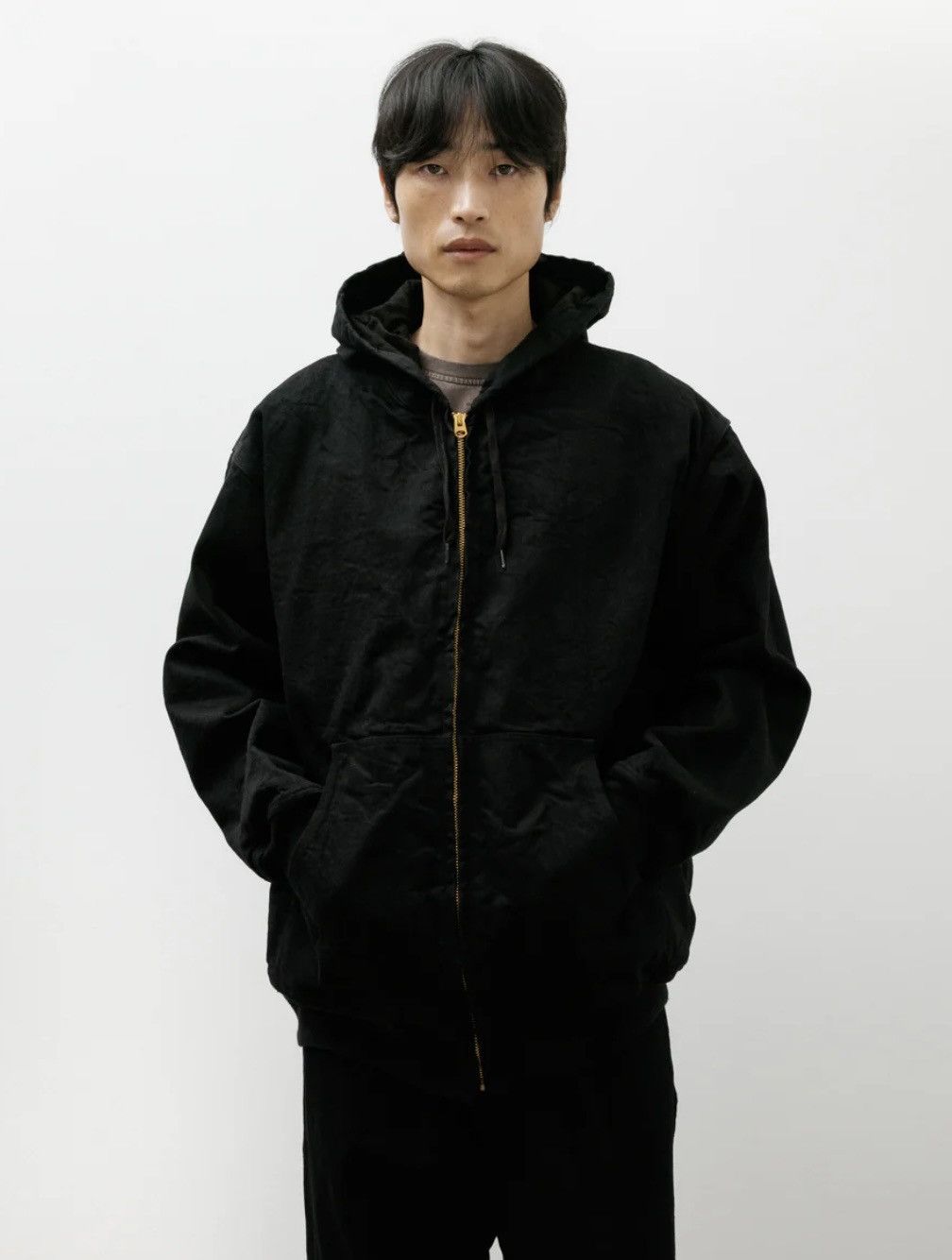 Comoli BLACK DENIM ZIP PARKA | Grailed