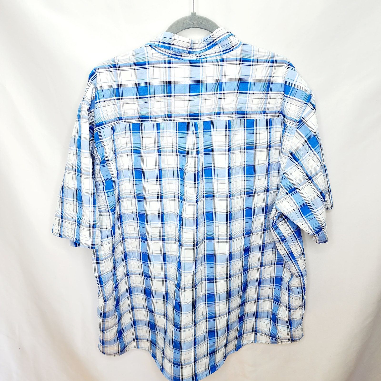 Wrangler Wrangler Men's Blue Plaid Short Sleeve Button Front Shirt Size US XXL / EU 58 / 5 - 2 Thumbnail