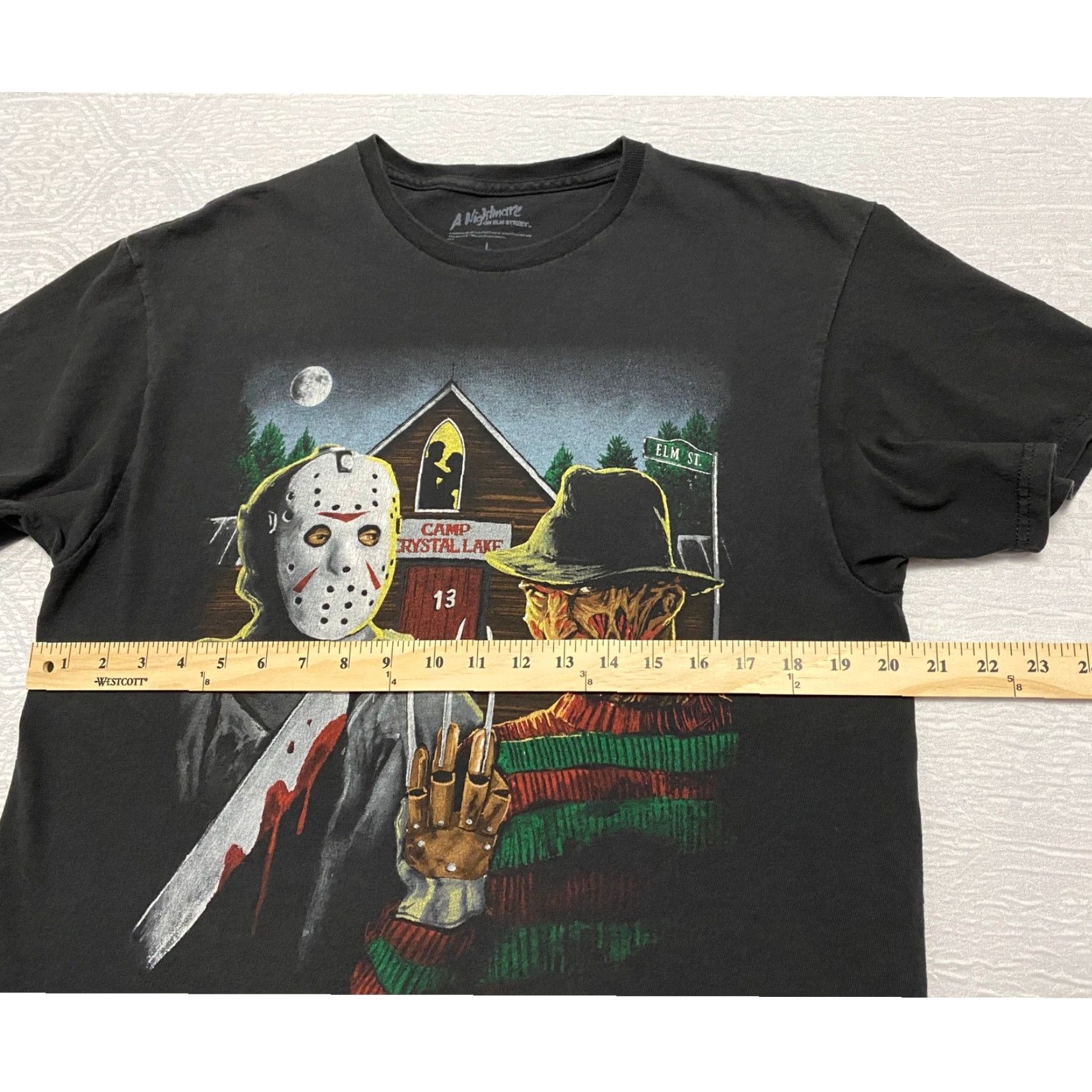Vintage A Nightmare on Elm Street Freddy Krueger Jason Voorhees Graphic T Shirt Men L Black Crew Neck Short Sleeve Cotton Vintage No Size US L / EU 52-54 / 3 - 5 Thumbnail