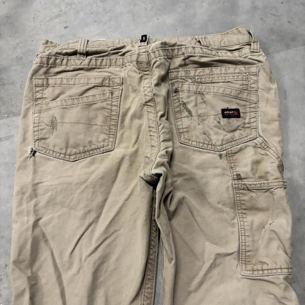 Japanese Brand × Vintage Crazy Vintage Y2K/2000s Khaki Tan Streetwear Workwear Carpenter Pants! Size US 34 / EU 50 - 7 Thumbnail