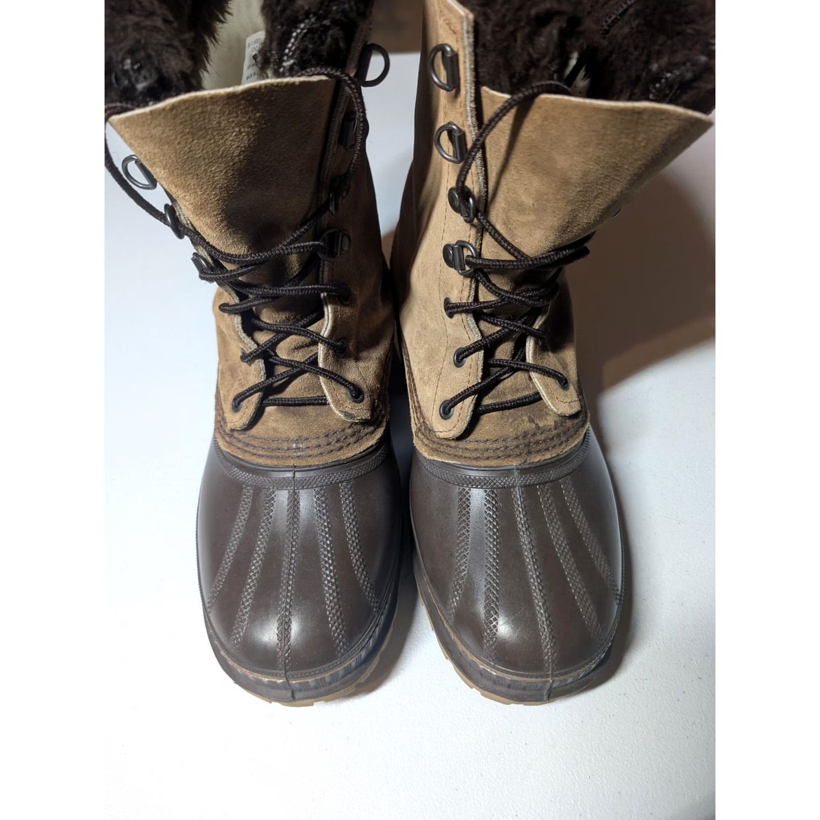SOREL Sorel Caribou Boots Mens 7 Brown Suede Waterproof Winter Lace Up Rubber Lug Sole Insulated Felt Liner Made in Canada Size US 7 / EU 40 - 3 Thumbnail