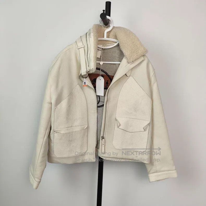 Hermes Hermes Shearling and Leather Jacket, White Size XS / US 0-2 / IT 36-38 - 1 Thumbnail