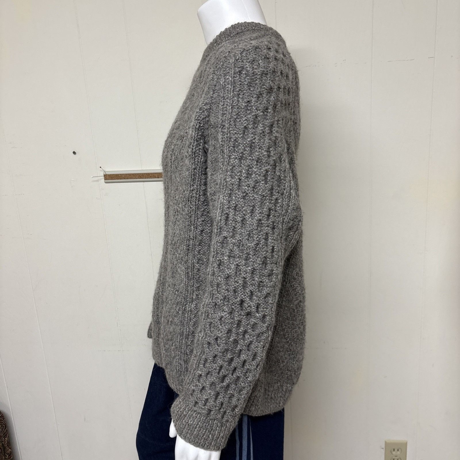 Handmade Handmade Fisherman Sweater Mens XL Gray Wool Cable Knit Crew Size US XL / EU 56 / 4 - 3 Thumbnail