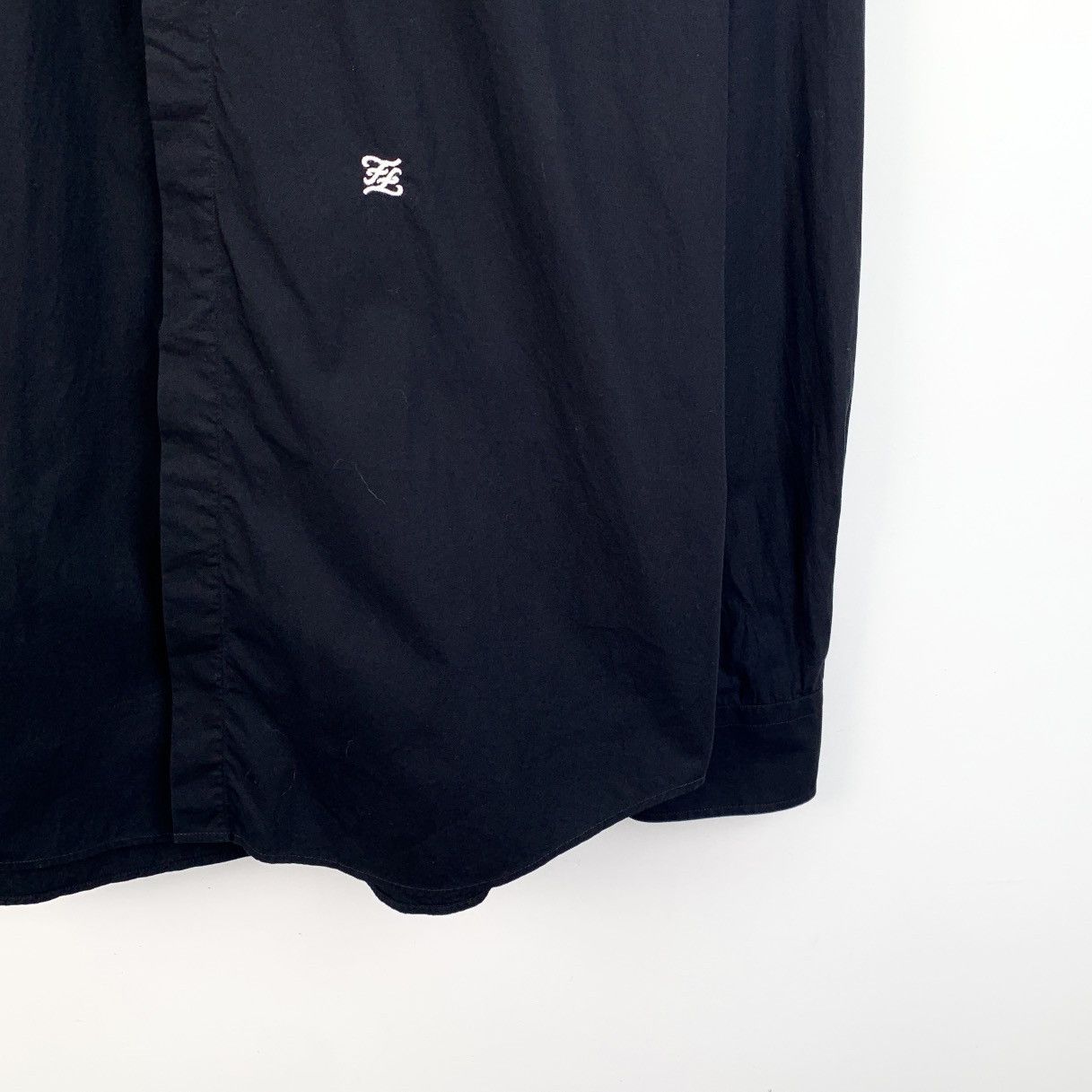 Fendi Fendi Navy Logo Embroidered Cotton Lapel Long Sleeve Shirt Size US XXS / EU 40 - 4 Thumbnail