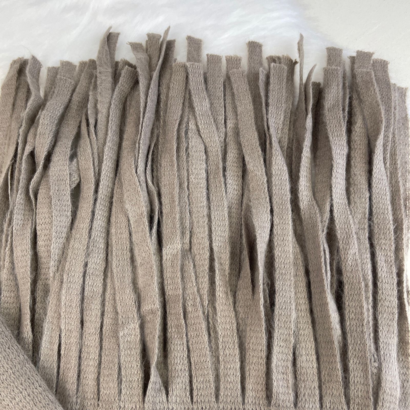 Other Light Brown Taupe Knit Fringe Scarf Soft Cozy Minimalist NWT Size ONE SIZE - 9 Thumbnail