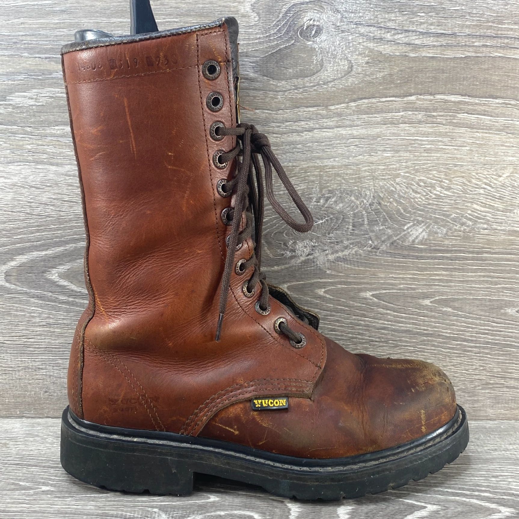 Vintage Purepecha Boots Mens Size 8 Brown Leather Lace Up Side Zipper Work Combat Size US 8 / EU 41 - 2 Thumbnail
