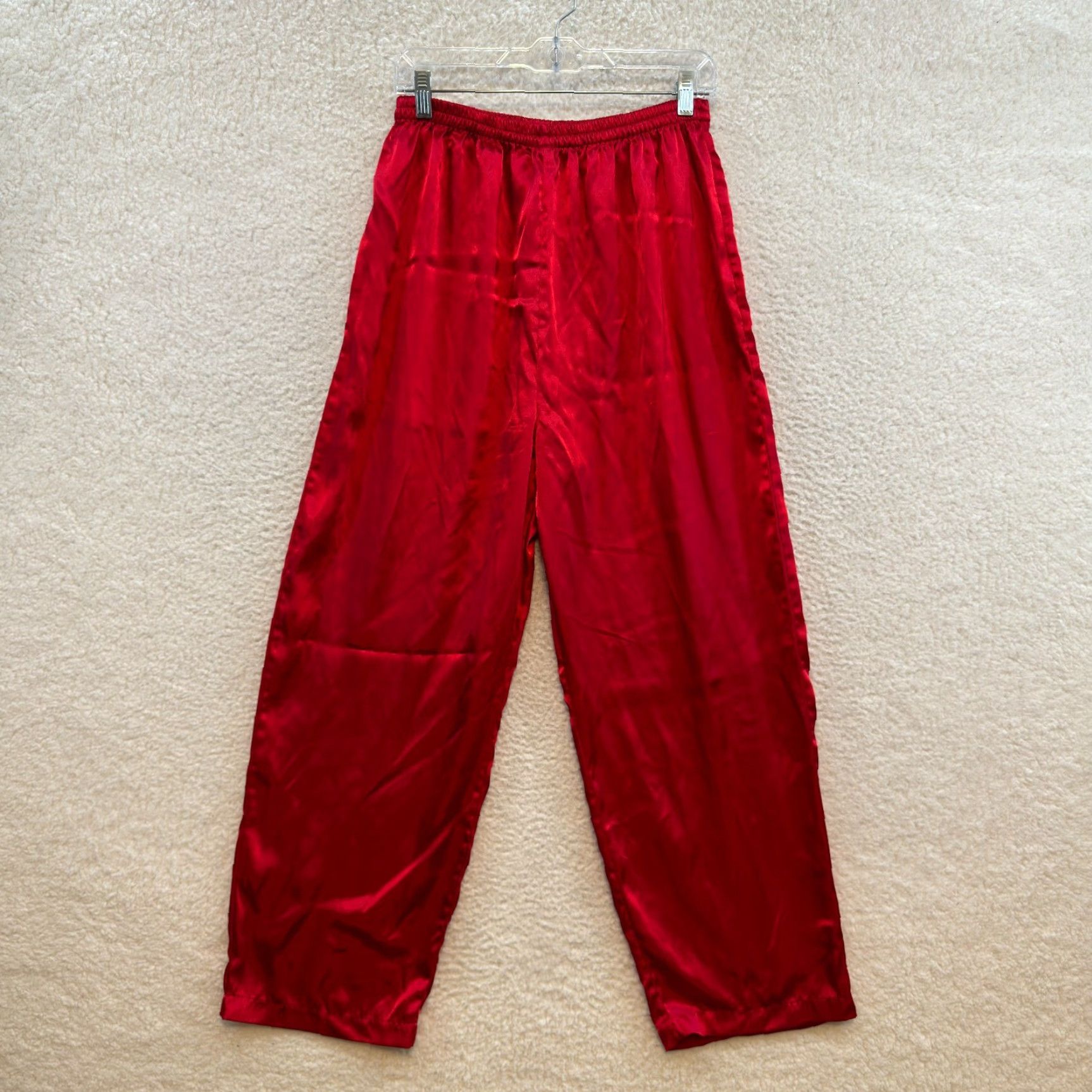 Victoria's Secret VINTAGE Victoria's Secret Pajama Pants M Red Satin Gold Label Sleep Lounge Womens Size 32" / US 10 / IT 46 - 2 Thumbnail