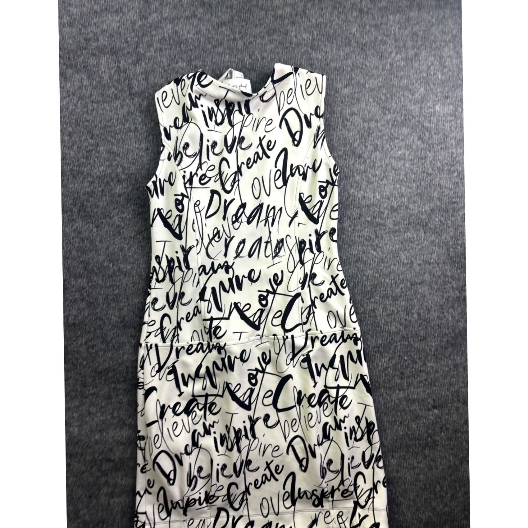 Joseph Ribkoff Joseph Ribkoff Graffiti Sheath Dress Womens 8 White Black Script Print Red Zip Size M / US 6-8 / IT 42-44 - 8 Thumbnail