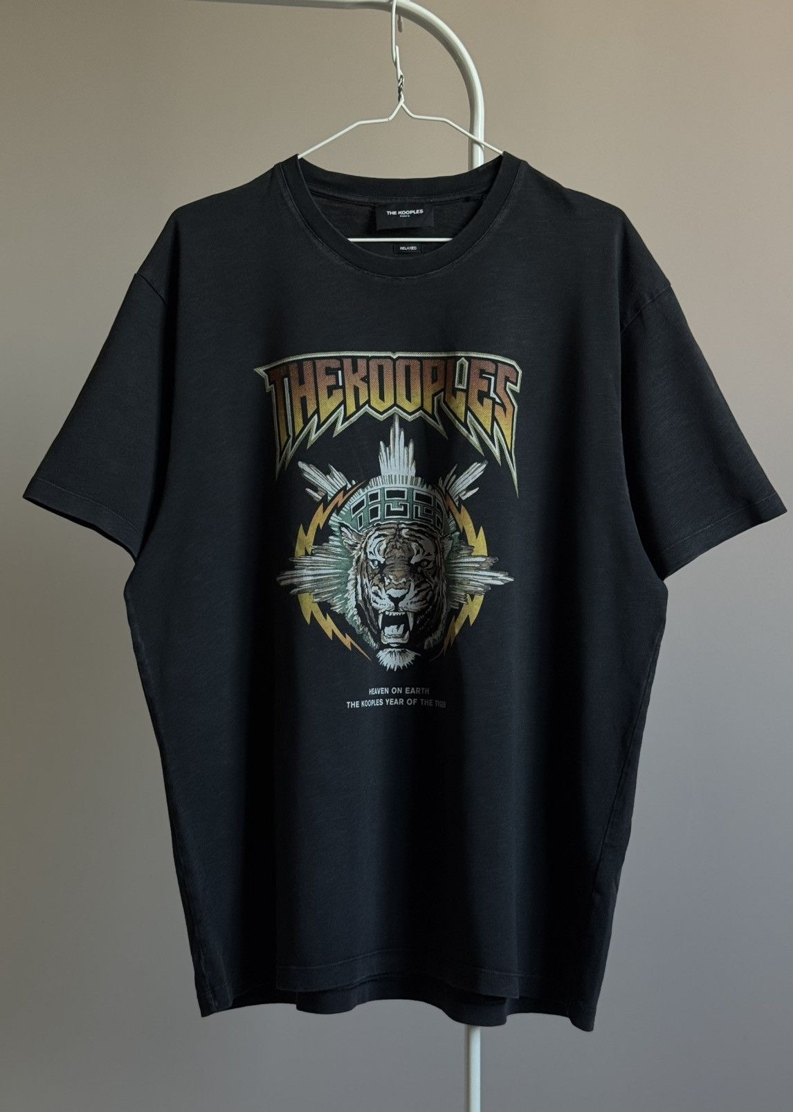 The Kooples XL The Kooples Paris Washed Black Tiger T-shirt Tee Size US XL / EU 56 / 4 - 1 Thumbnail