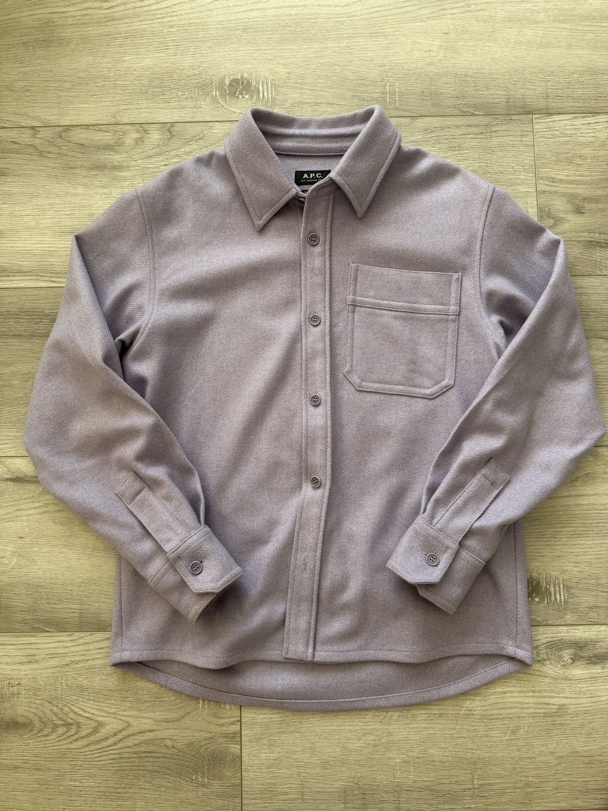 A.P.C. Basile Wool Yarn Dyed Oversized Shirt Jacket Violet