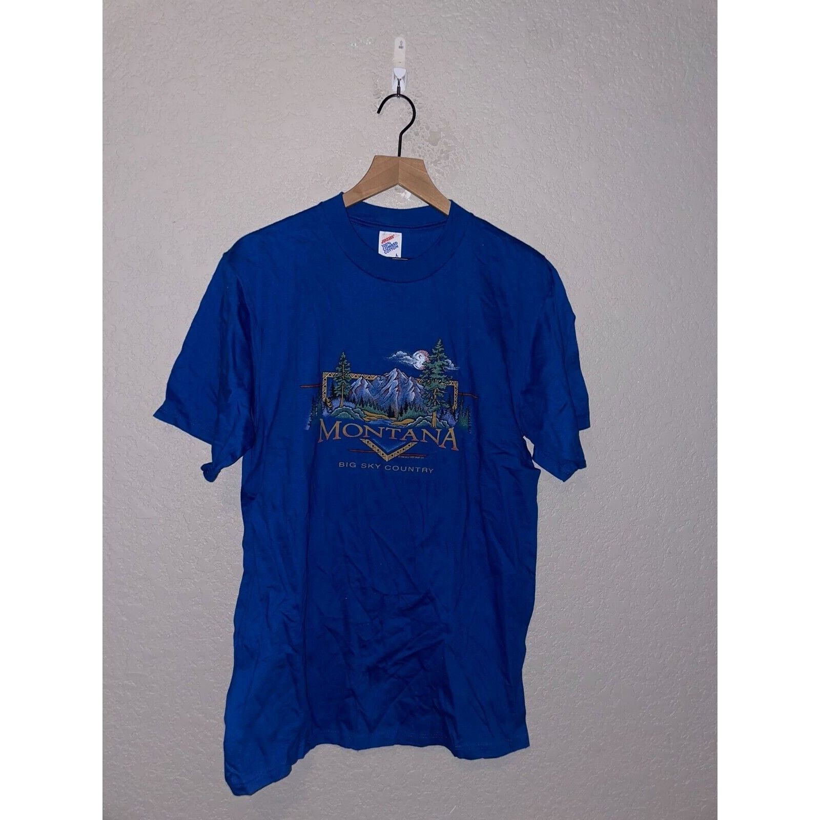 Jerzees Vintage Montana Shirt Big Sky Country Blue Tee VTG 90s Large Size US L / EU 52-54 / 3 - 1 Thumbnail