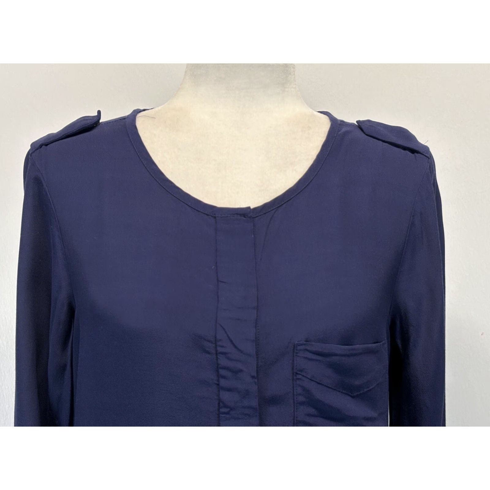 Madewell VINTAGE Madewell Shirt Dress Womens M Navy Tunic 3/4 Sleeve Button Drop Waist Military Epaulettes Size M / US 6-8 / IT 42-44 - 5 Thumbnail