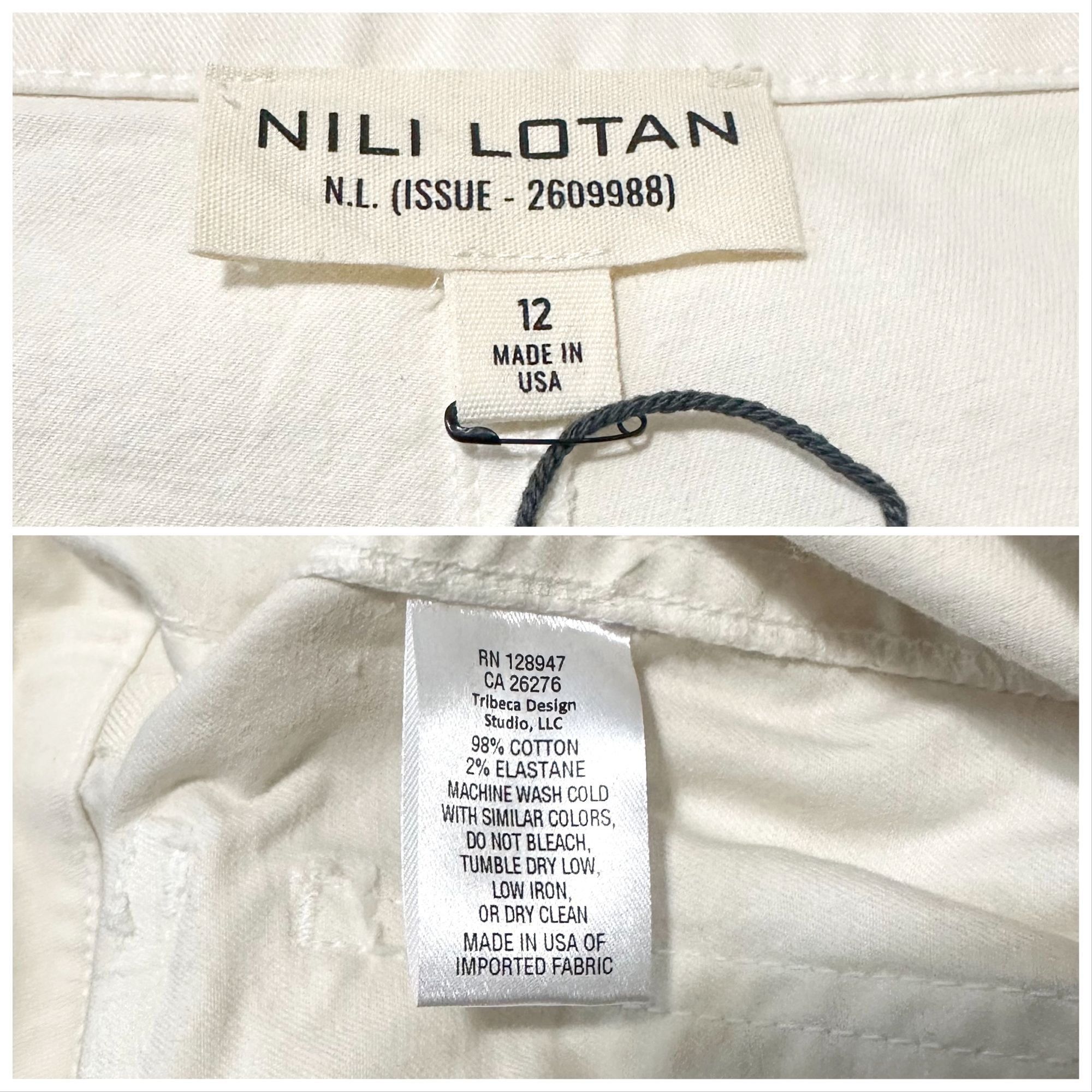 Nili Lotan Nili Lotan Jenna Pants in Eggshell, Size 12, NWT Size 34" / US 12 / IT 48 - 5 Thumbnail