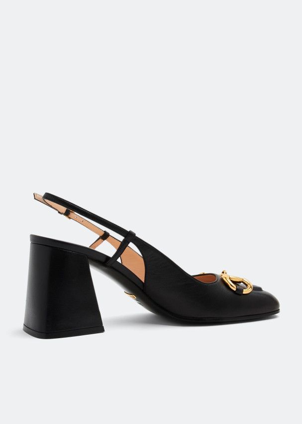 Gucci o1s1wg110225 Mid-Heel Slingback With Horsebit in Black Size US 5.5 / IT 35.5 - 2 Thumbnail