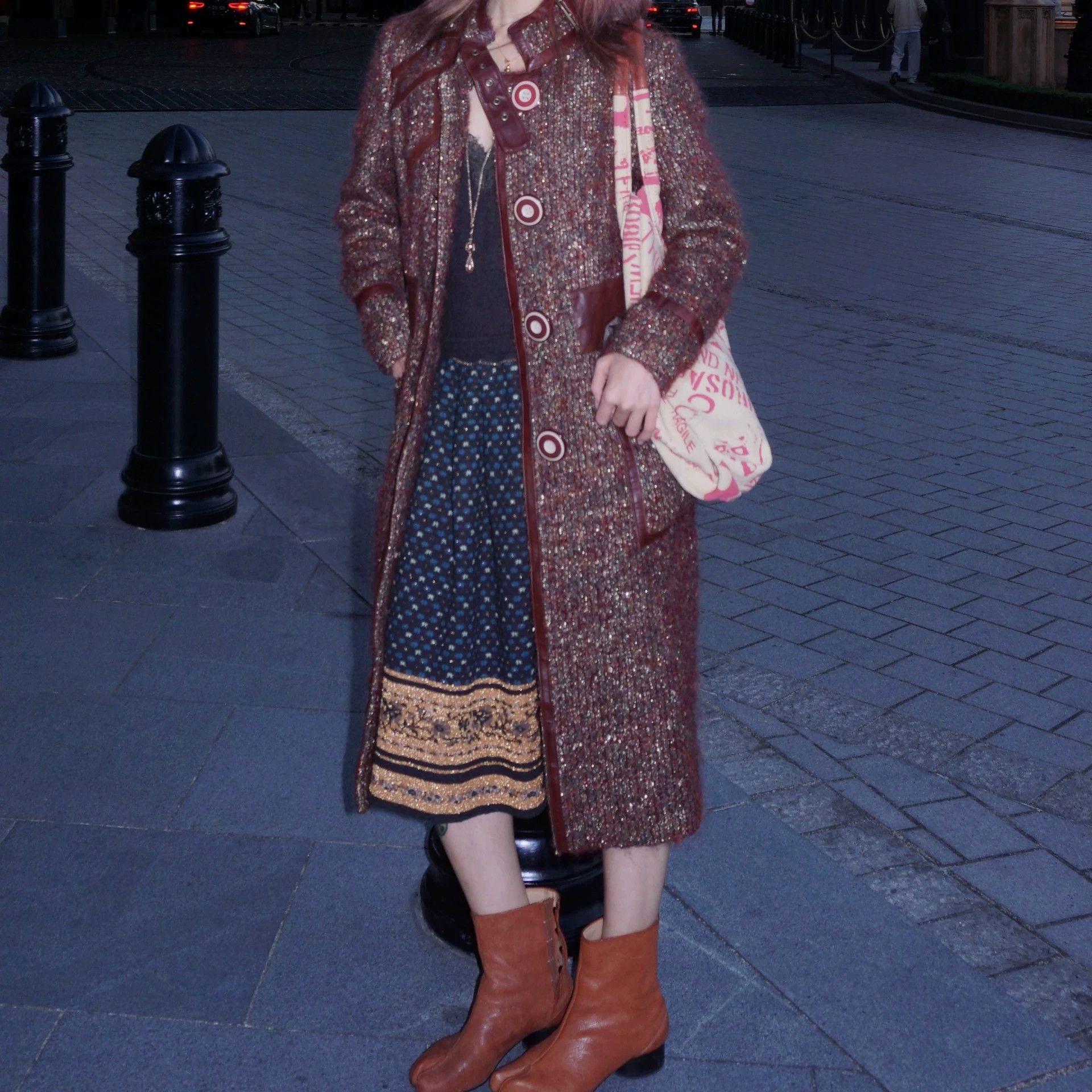 Share Spirit Homme Share Spirit Tweed & Leather Panel Overcoat Size XS / US 0-2 / IT 36-38 - 7 Thumbnail