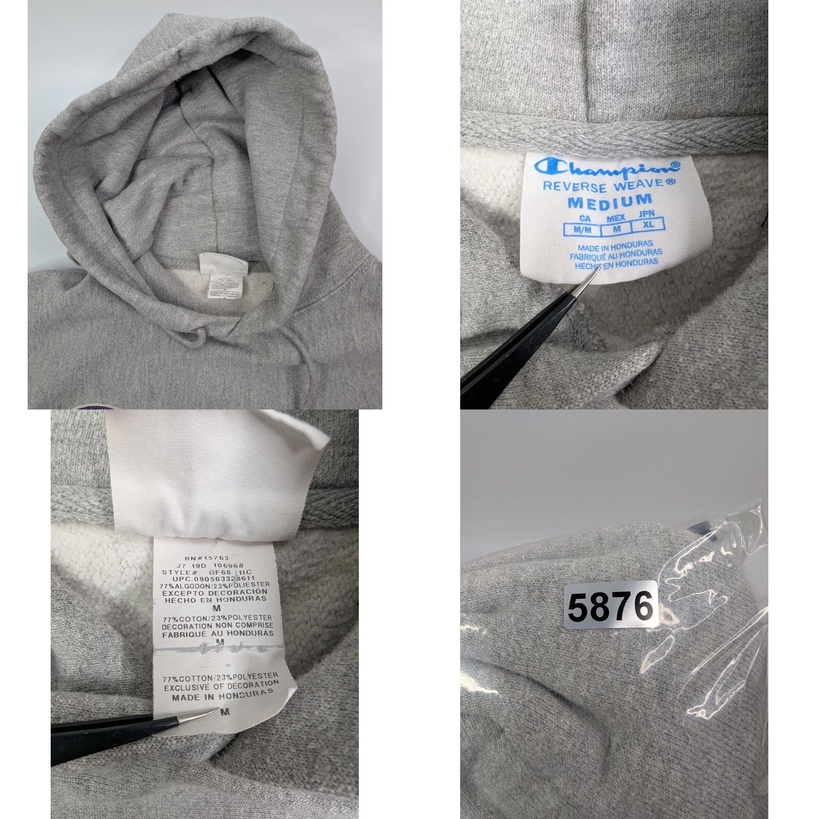 Champion VINTAGE Champion Hoodie Gray Logo Spell Out Size Medium Regular Men Pullover Reversible Long Sleeve Drawstring Fall Winter Spring Climate Active Size US M / EU 48-50 / 2 - 8 Thumbnail