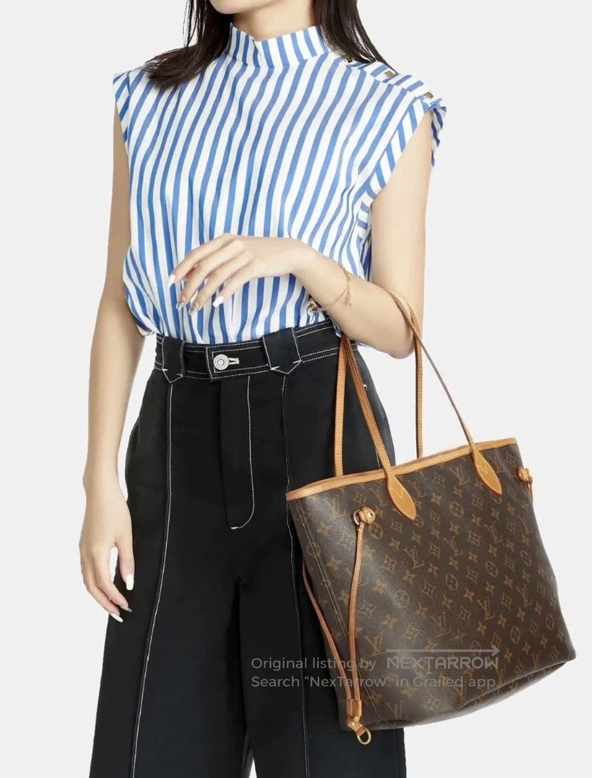 Louis Vuitton LV Blue White Stripe Sleeveless Top. Size M / US 6-8 / IT 42-44 - 9 Thumbnail