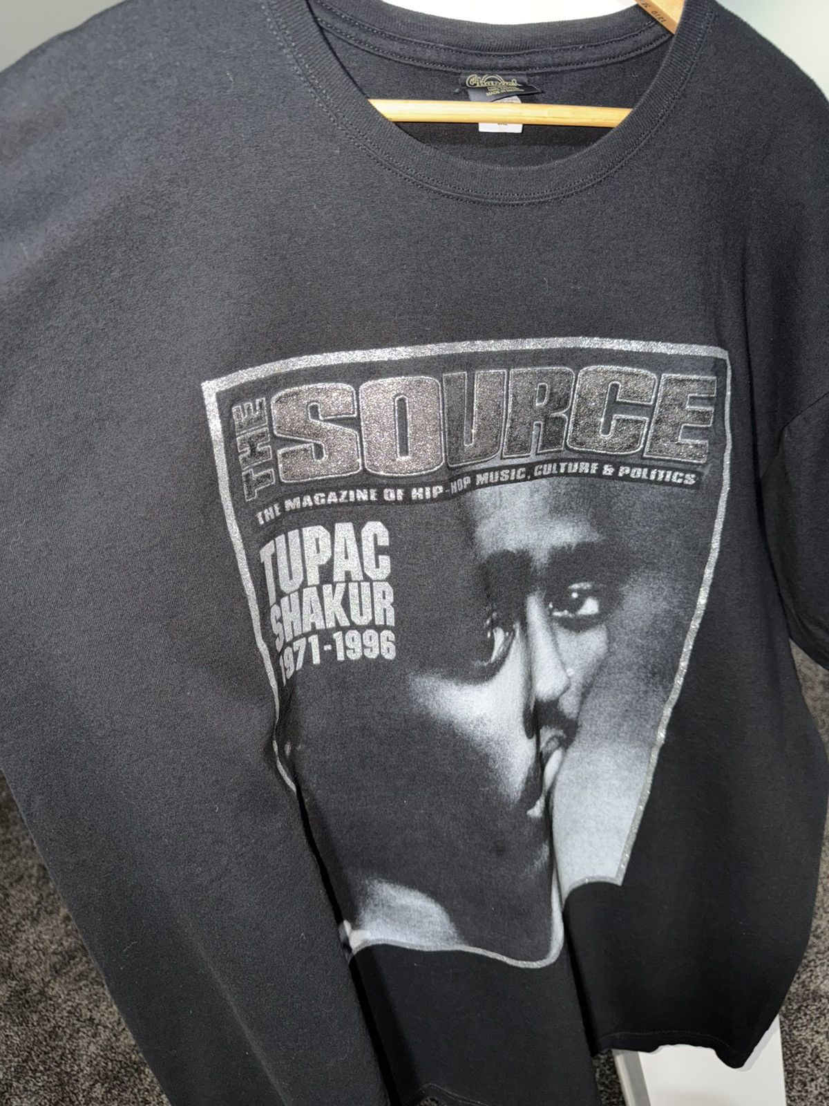 Vintage Vintage Tupac Big Face The Source Magazine Black Rap Tee Size US XXL / EU 58 / 5 - 3 Thumbnail