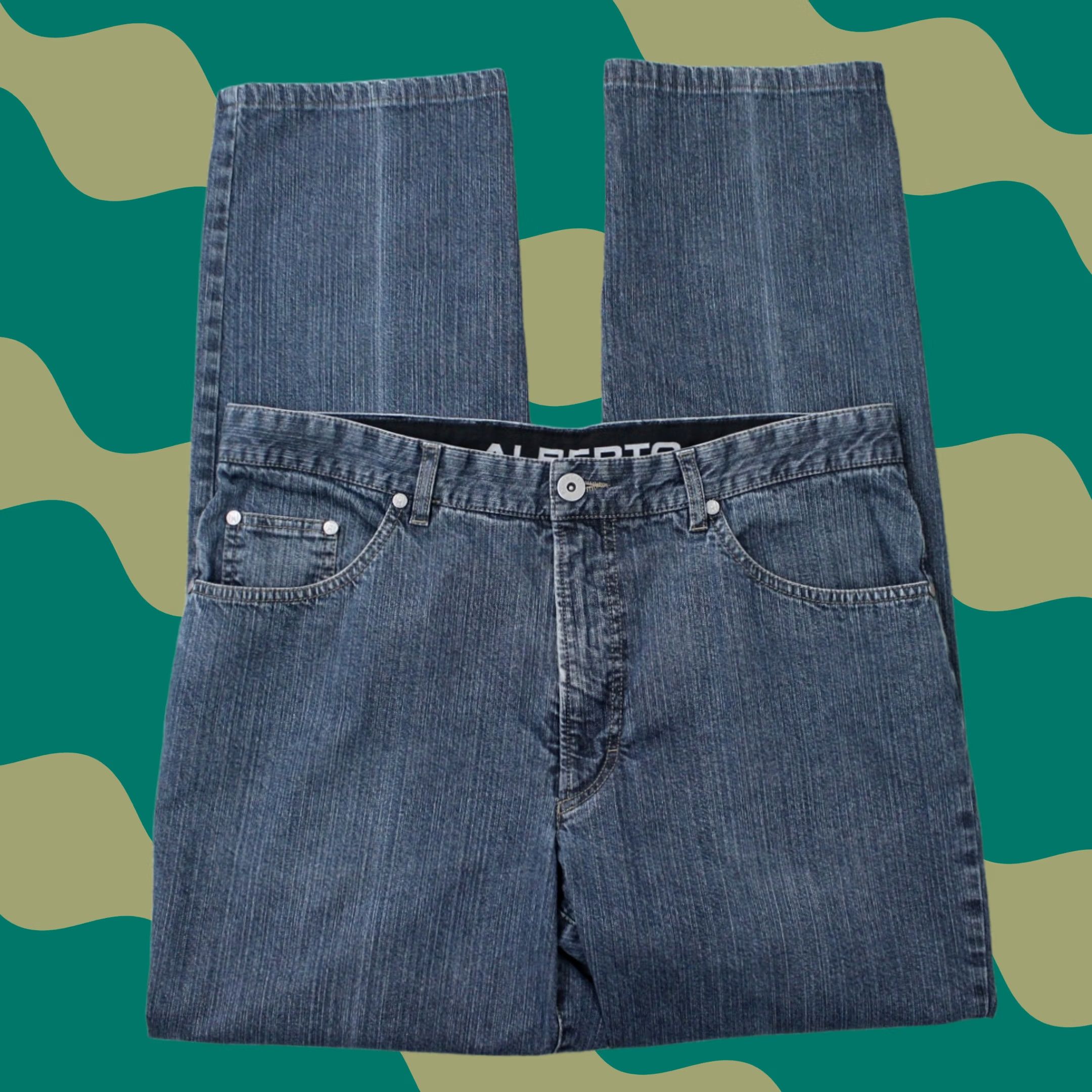 Vintage Alberto Mens 36x32 Blue Cotton Stretch 5-Pocket Straight Jeans Size US 36 / EU 52 - 1 Thumbnail
