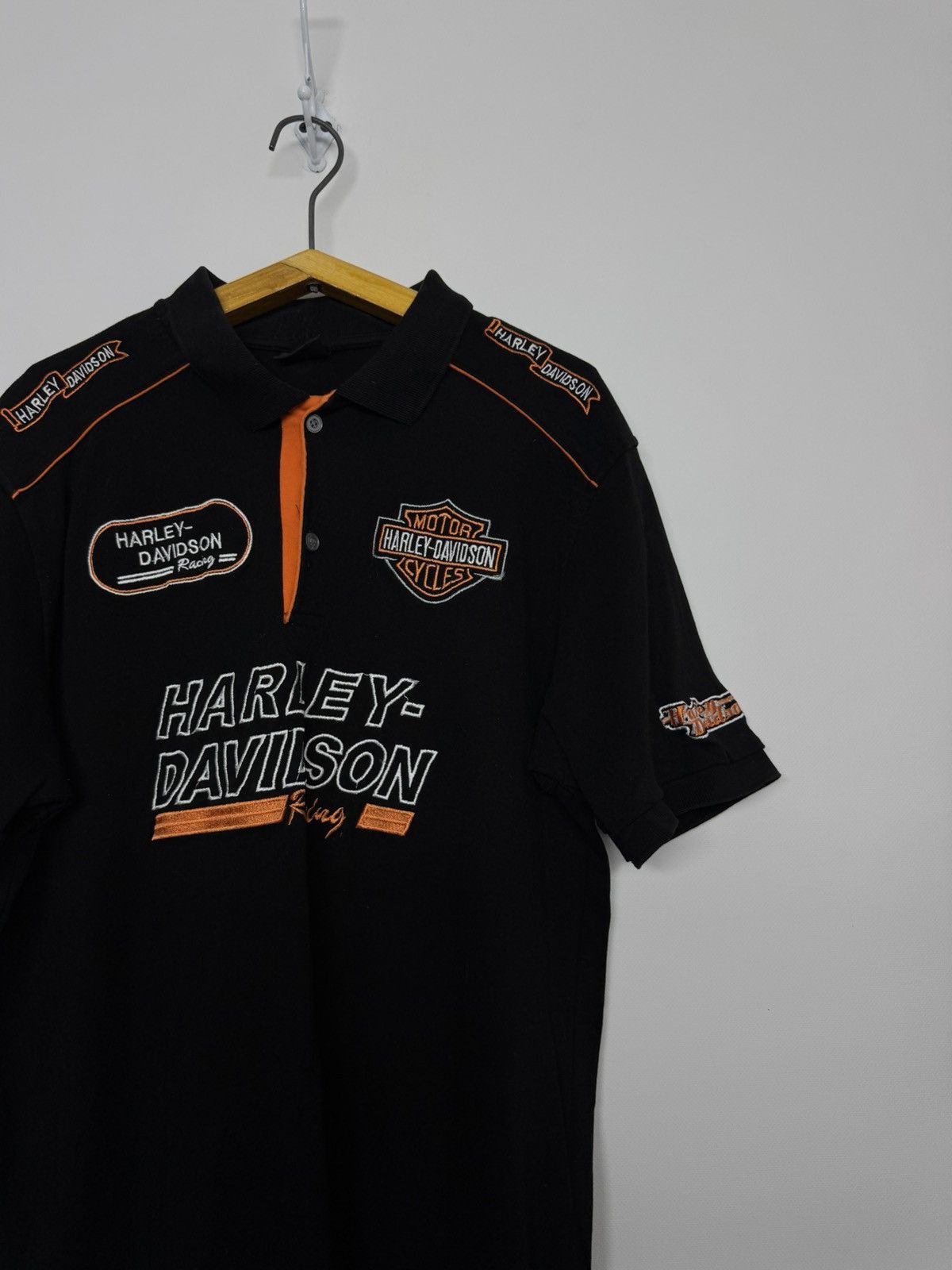 Harley Davidson Vintage Harley Davidson Motorcycle Sleeve Polo Shirt Size US XL / EU 56 / 4 - 5 Thumbnail